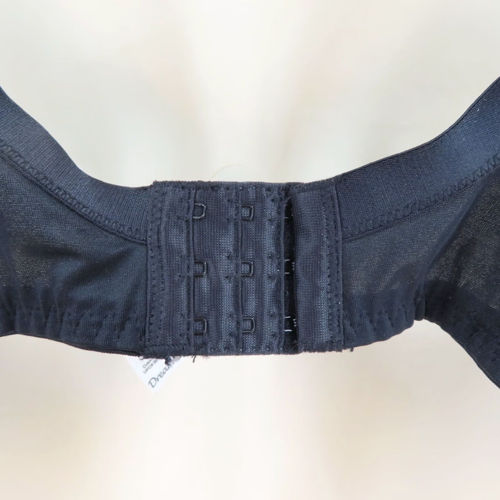 Vintage Dreamfit Bra Solid Black Bow Lace Trim Underwire Lined 42C Plus Size R7052X Nylon Blended Fabric T-Shirt Underwired Hook & Eye 42 Band Women Size ONE SIZE - 6 Thumbnail