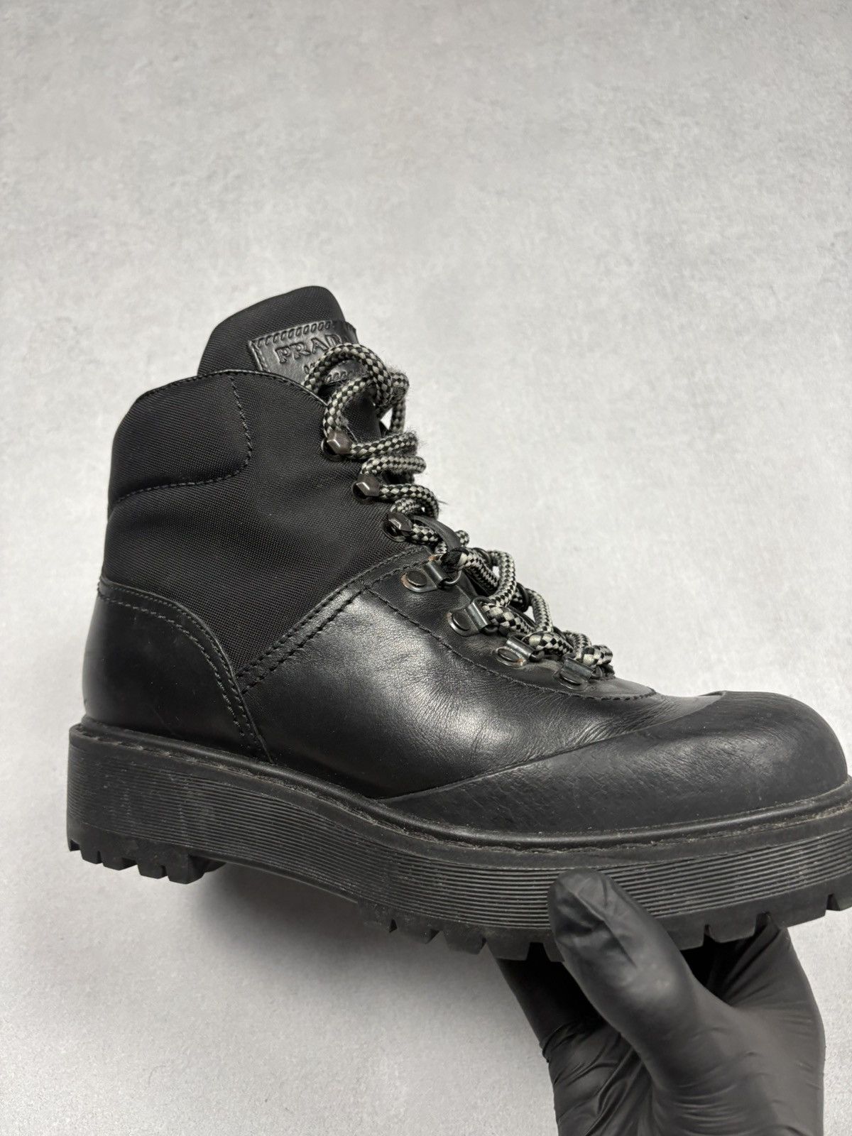 Prada Prada Milano Leather Hiking Combat Boots Lug Sole 3T 5920 Size US 8.5 / IT 38.5 - 17 Thumbnail