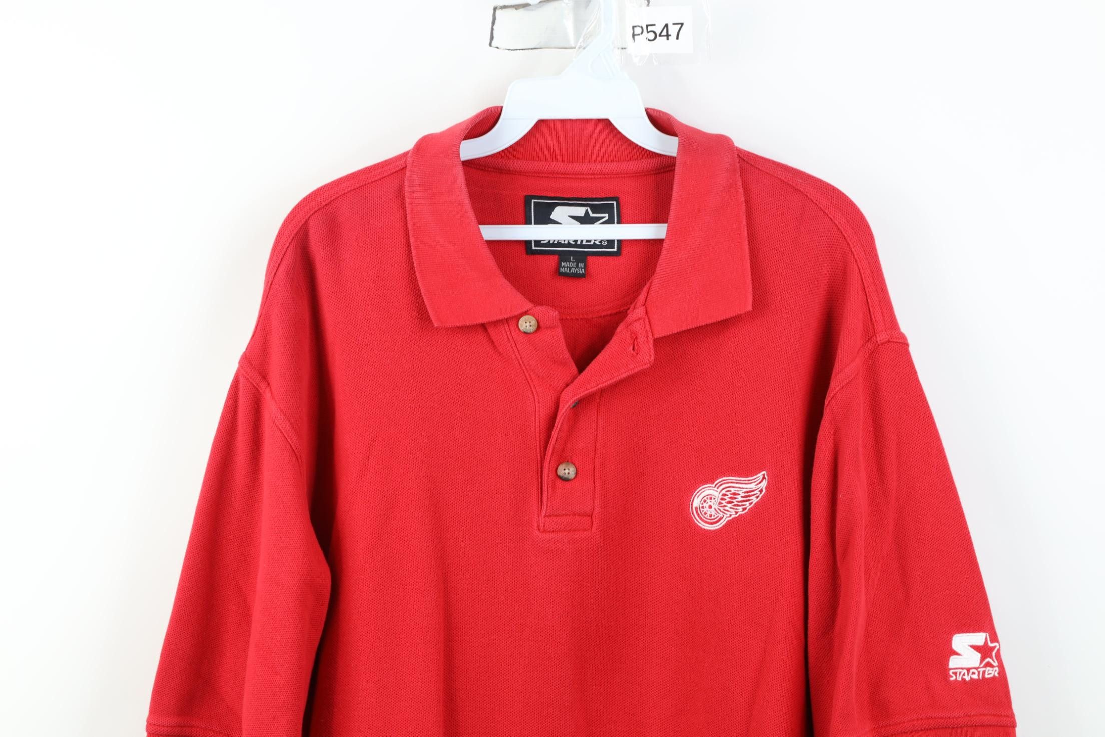 Starter Vintage 90s Starter Detroit Red Wings Hockey Golf Polo Shirt Size US L / EU 52-54 / 3 - 2 Thumbnail
