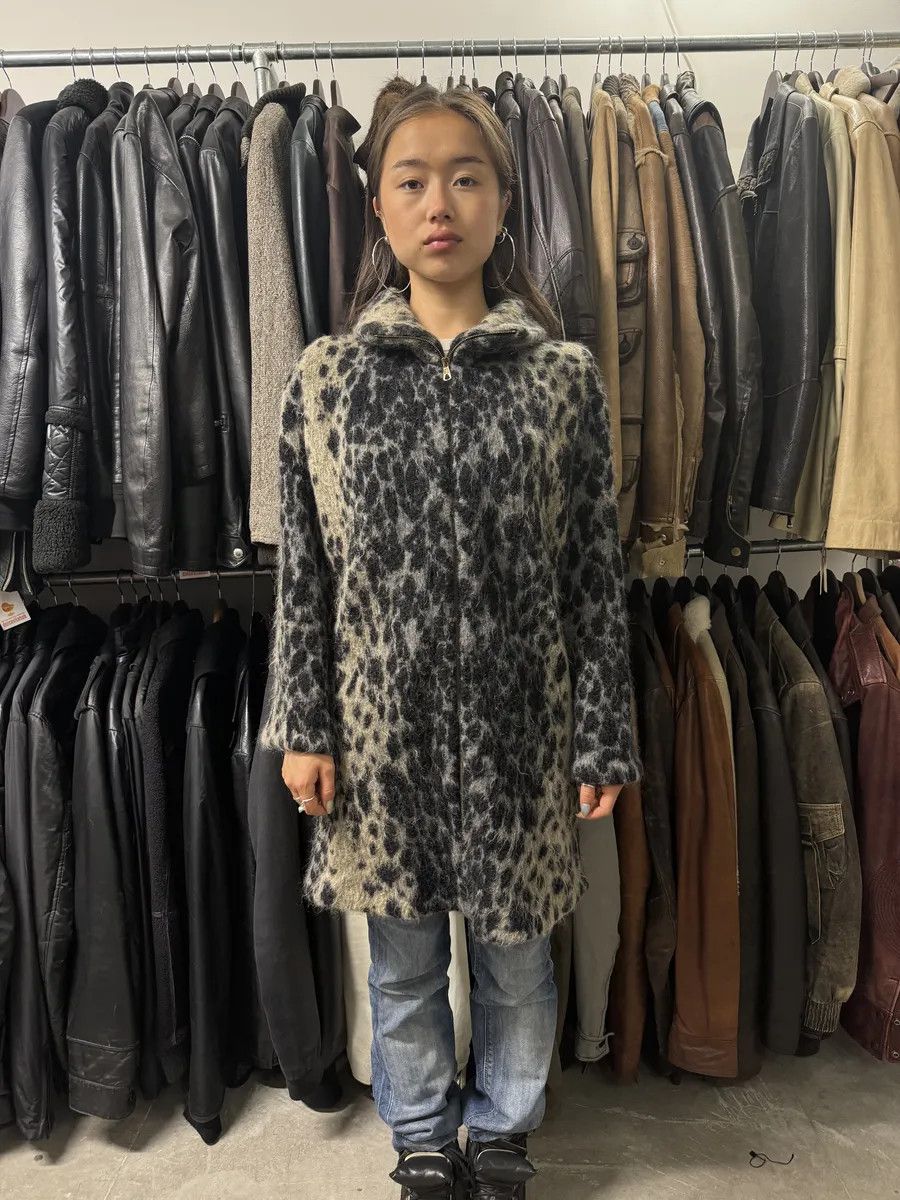 Roberto Cavalli 2000s Roberto Cavalli Long Mohair Zip-up Leopard Effect Jacket Size S / US 4 / IT 40 - 3 Thumbnail