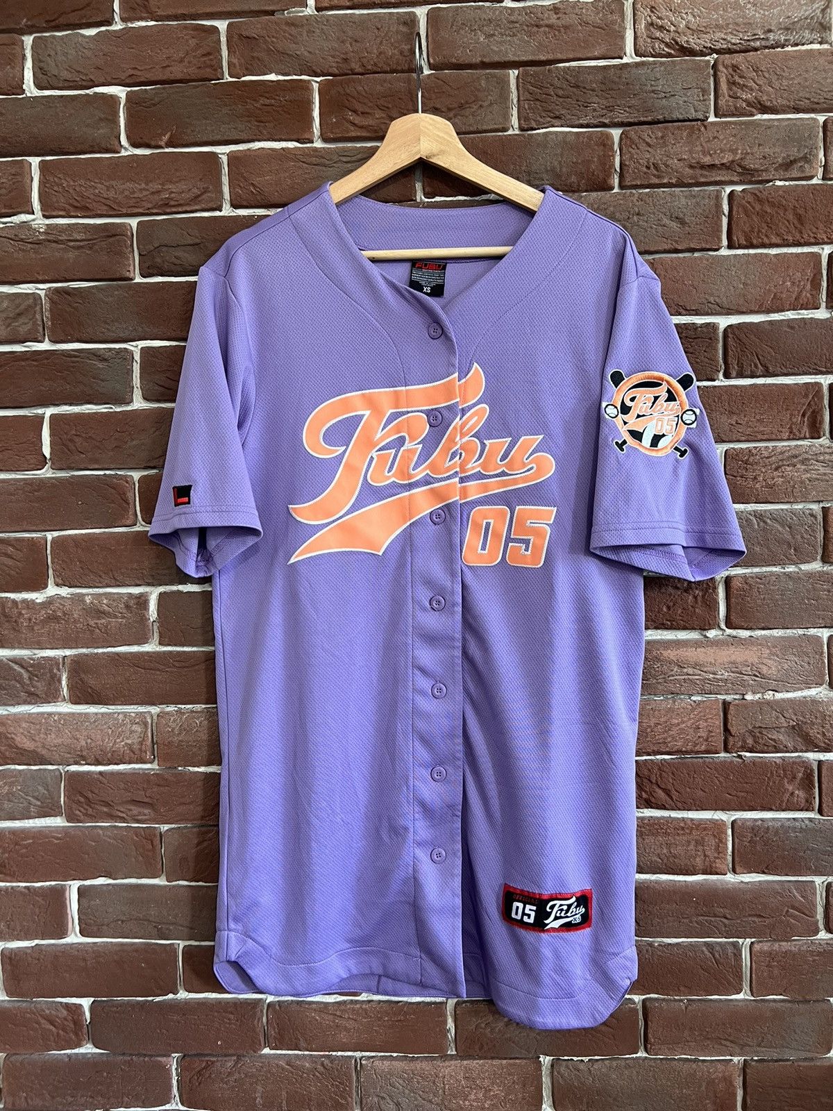 Vintage Fubu Baseball Jersey Button Ups T-Shirt Lavender XS