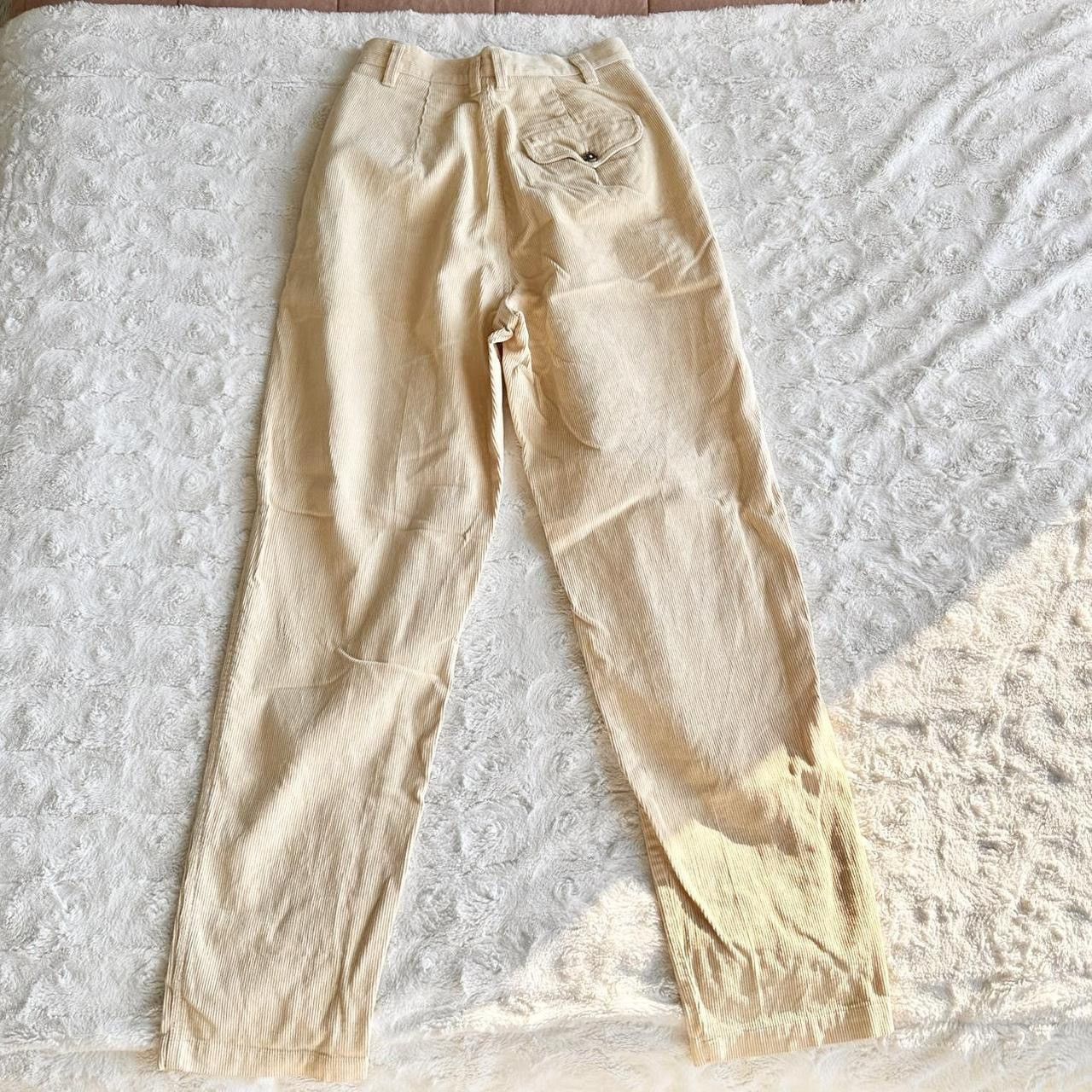 Other Vintage Liz Wear Corduroy Pants Womens 4 Cream High Waist Size 26" / US 2 / IT 38 - 3 Thumbnail