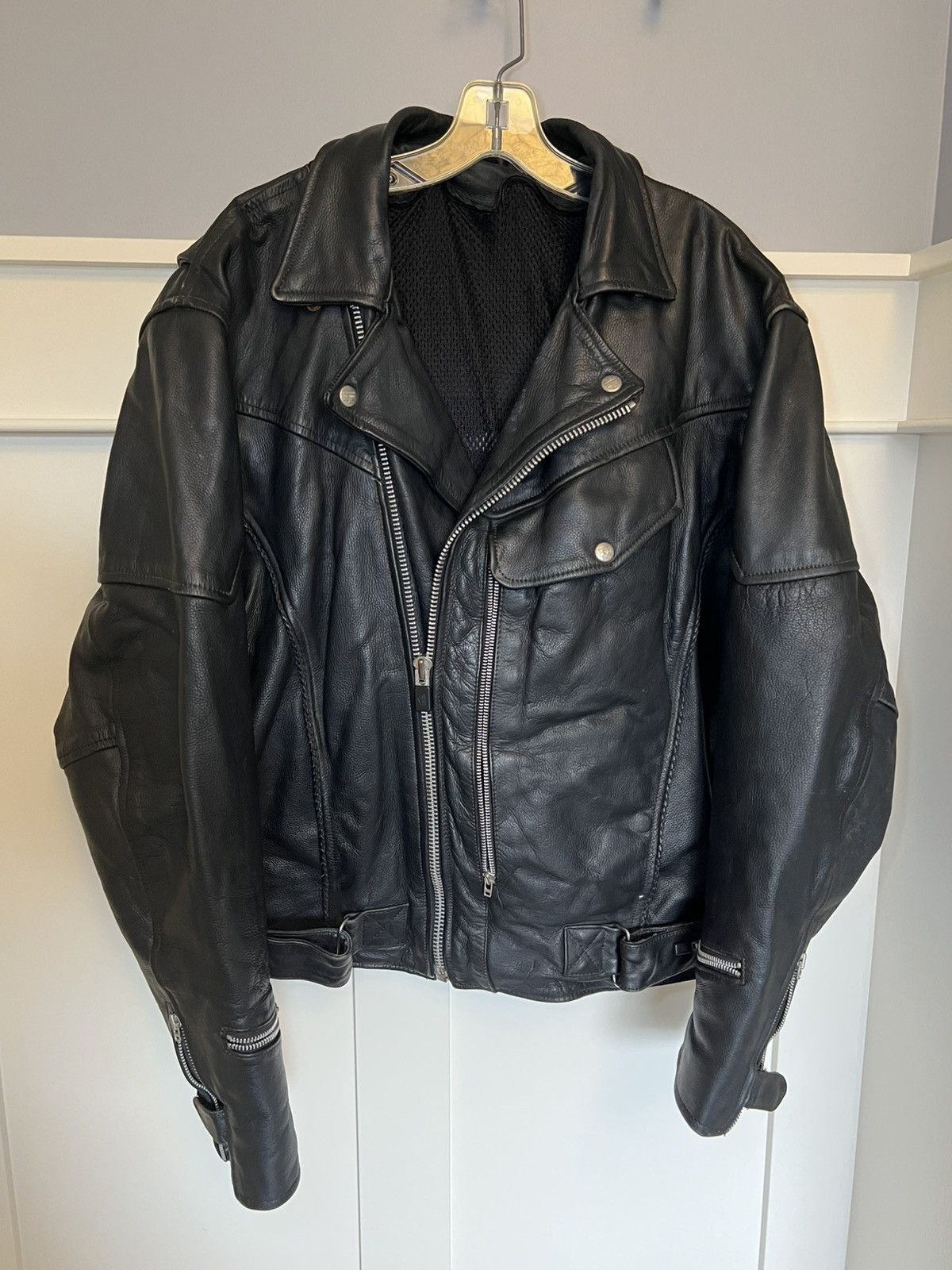 Vintage Vintage heavy leather biker jacket Size US XXL / EU 58 / 5 - 1 Thumbnail