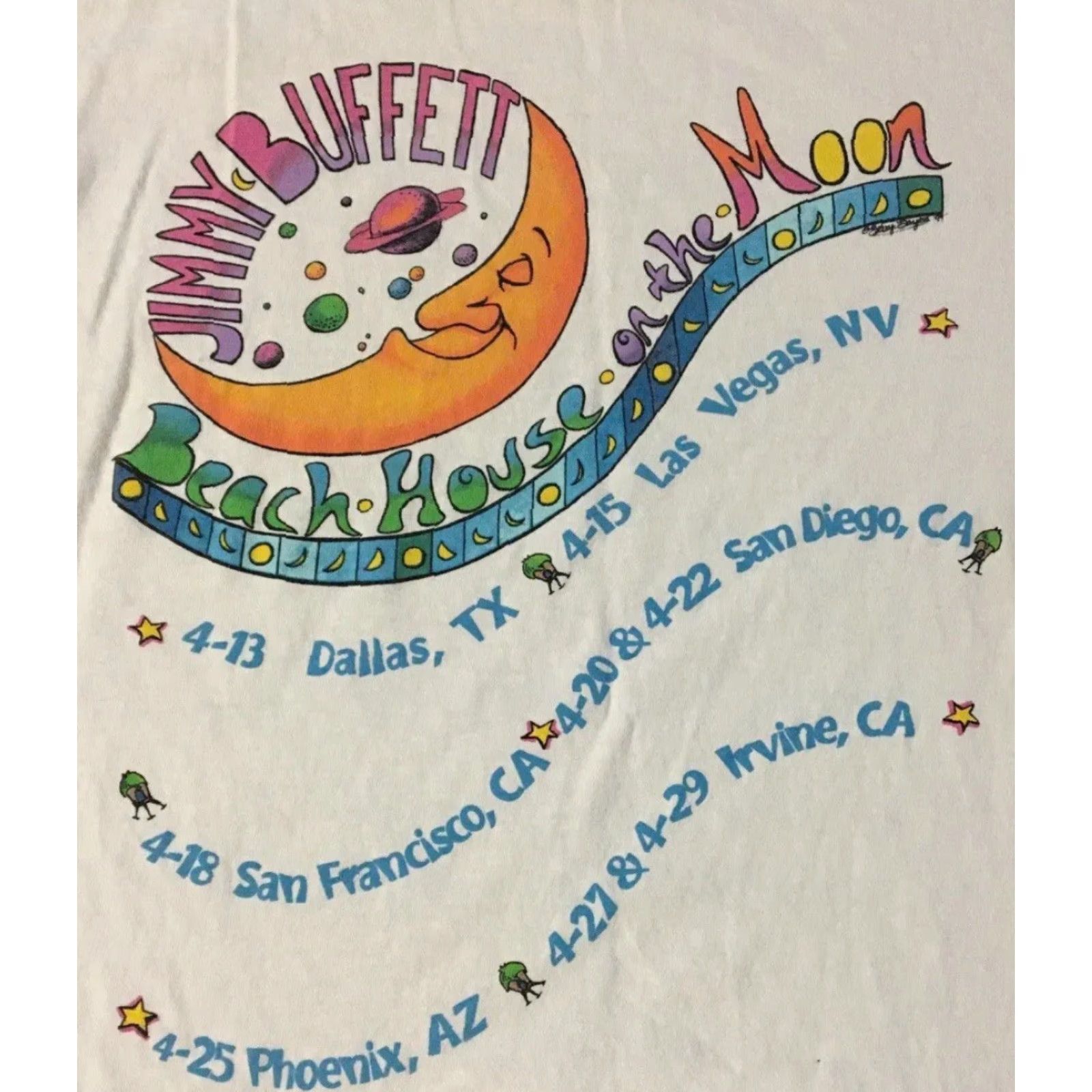Vintage VINTAGE Jimmy Buffett Beach House On The Moon Faded Tour Shirt L Surf Rock Band Shirt Size US L / EU 52-54 / 3 - 4 Thumbnail