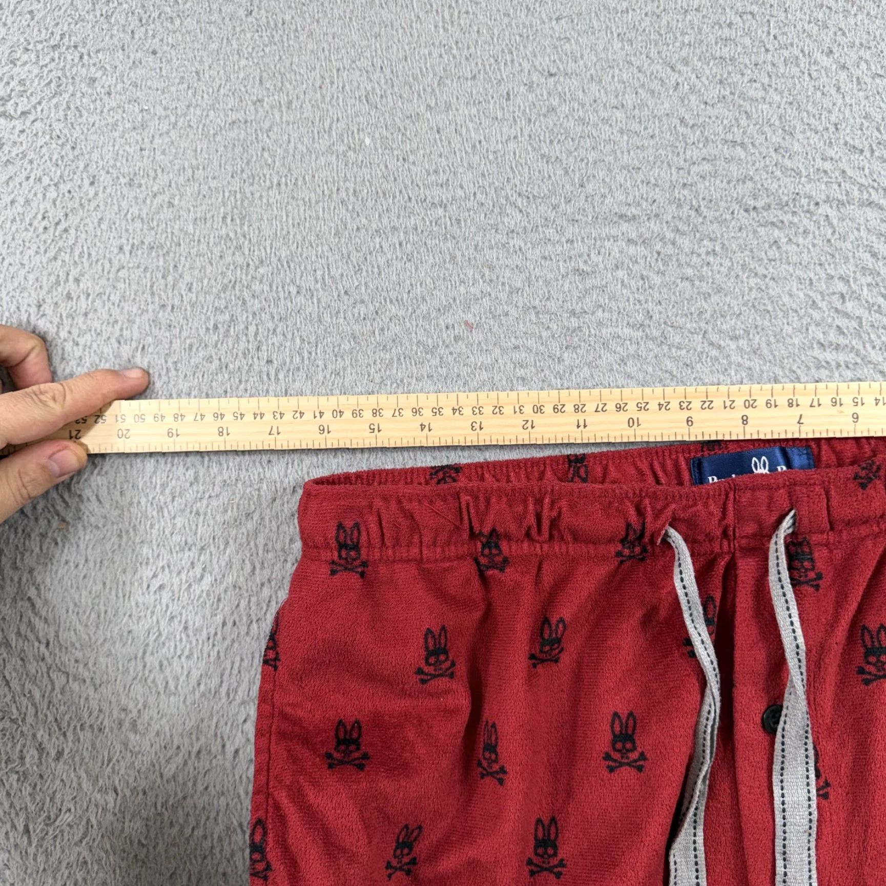 Psycho Bunny Psycho Bunny Men’s Lounge Pants XL Red Black Bunny Skull Logo Plush Velour Size US 36 / EU 52 - 5 Thumbnail