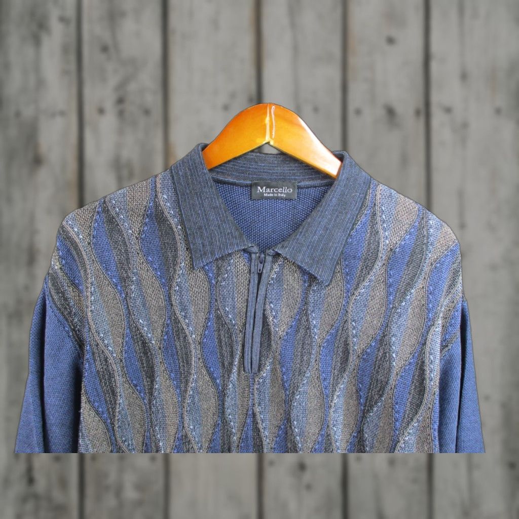 Vintage VINTAGE Marcello Italy Polo Shirt Mens Large Blue
