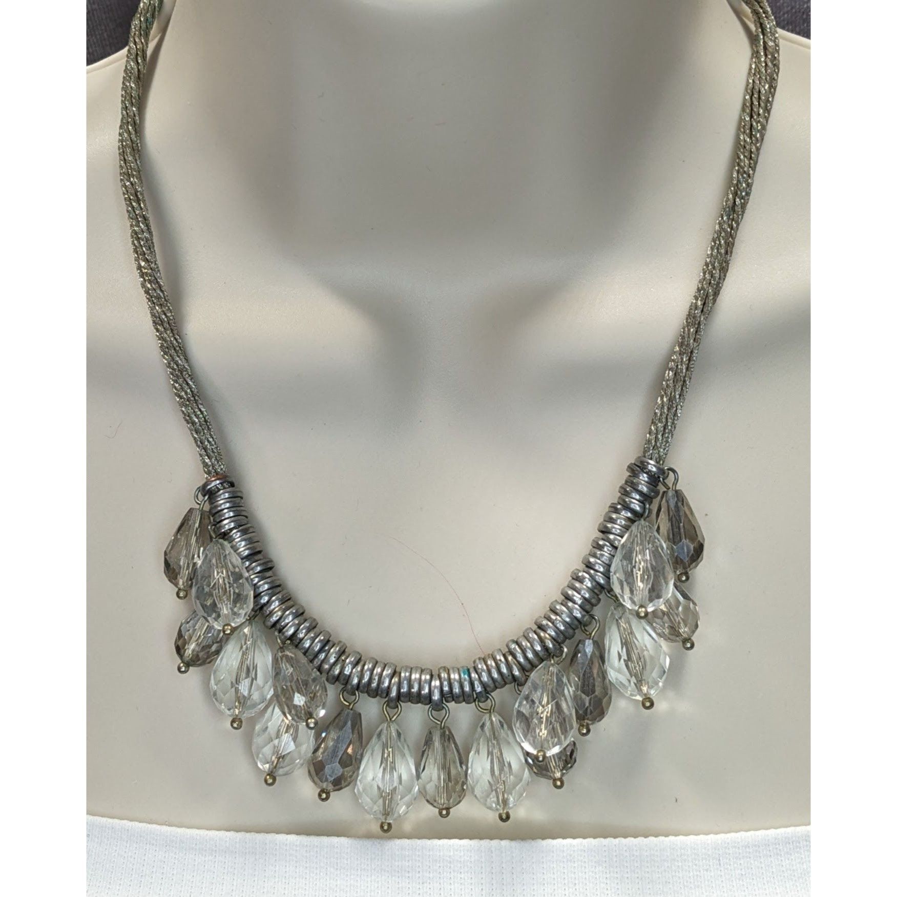 Loft LOFT Preppy Silver-Tone Statement Necklace With Faceted Tear Size ONE SIZE - 3 Thumbnail