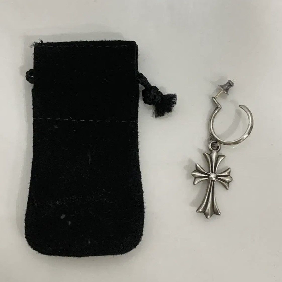 Chrome Hearts *rare* Chrome Hearts Tiny CH Cross Hoop Silver Earring Size ONE SIZE - 2 Thumbnail