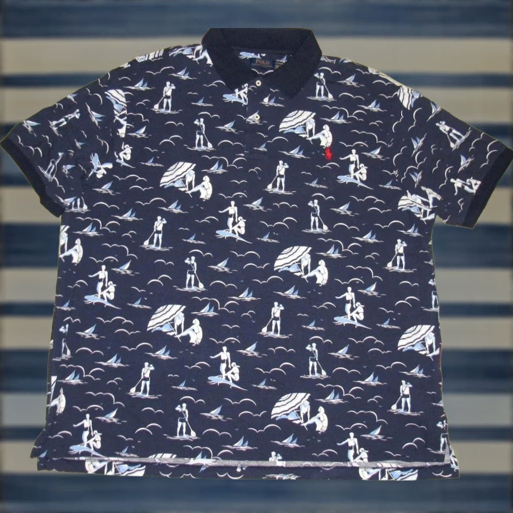 Ralph Lauren Polo RALPH LAUREN Paddle Board Surf Short Sleeve Shirt 3XB Men Blue Polo Ralph Lauren Shirt 3XB Mens Size US XXL / EU 58 / 5 - 1 Thumbnail