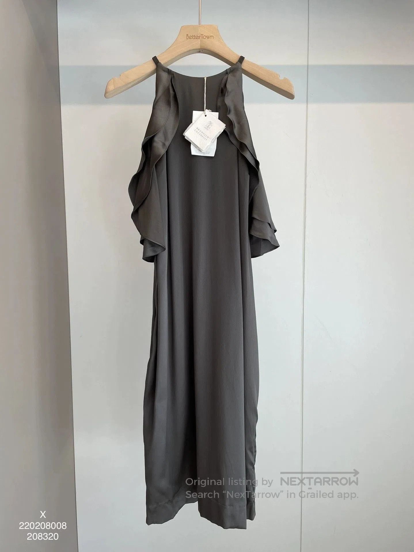 Brunello Cucinelli stylish silk off-shoulder dress by brunello cucinelli. Size US 27 - 1 Thumbnail