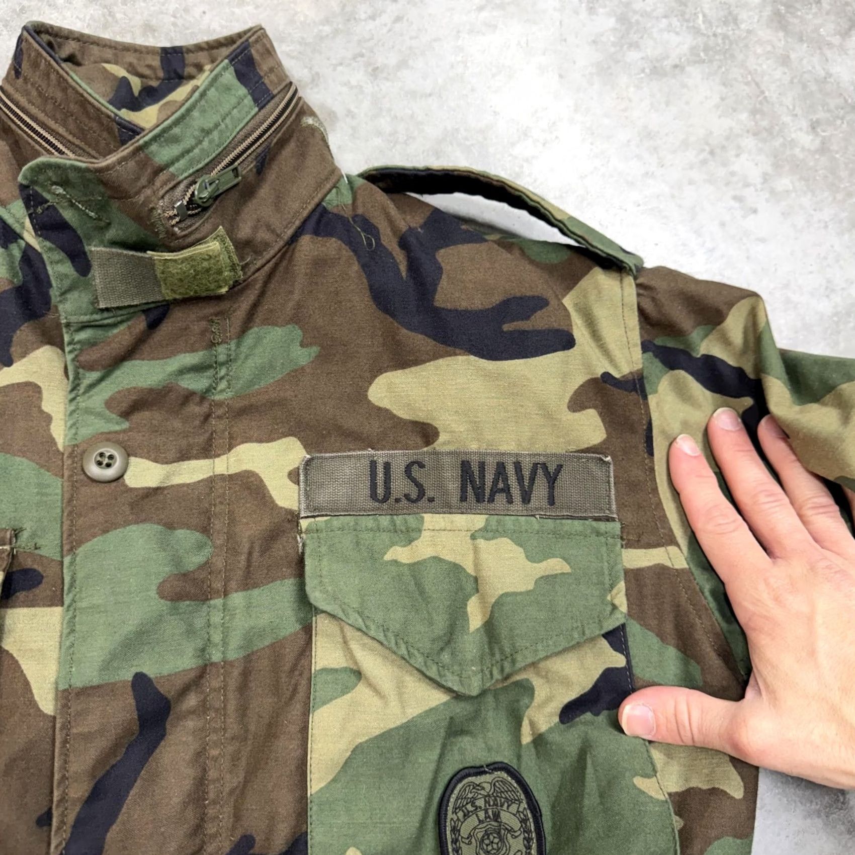 Vintage US Navy Jacket Mens Small Woodland Camo BDU Military Field Coat Law Enforcement Shirt Size US S / EU 44-46 / 1 - 2 Thumbnail
