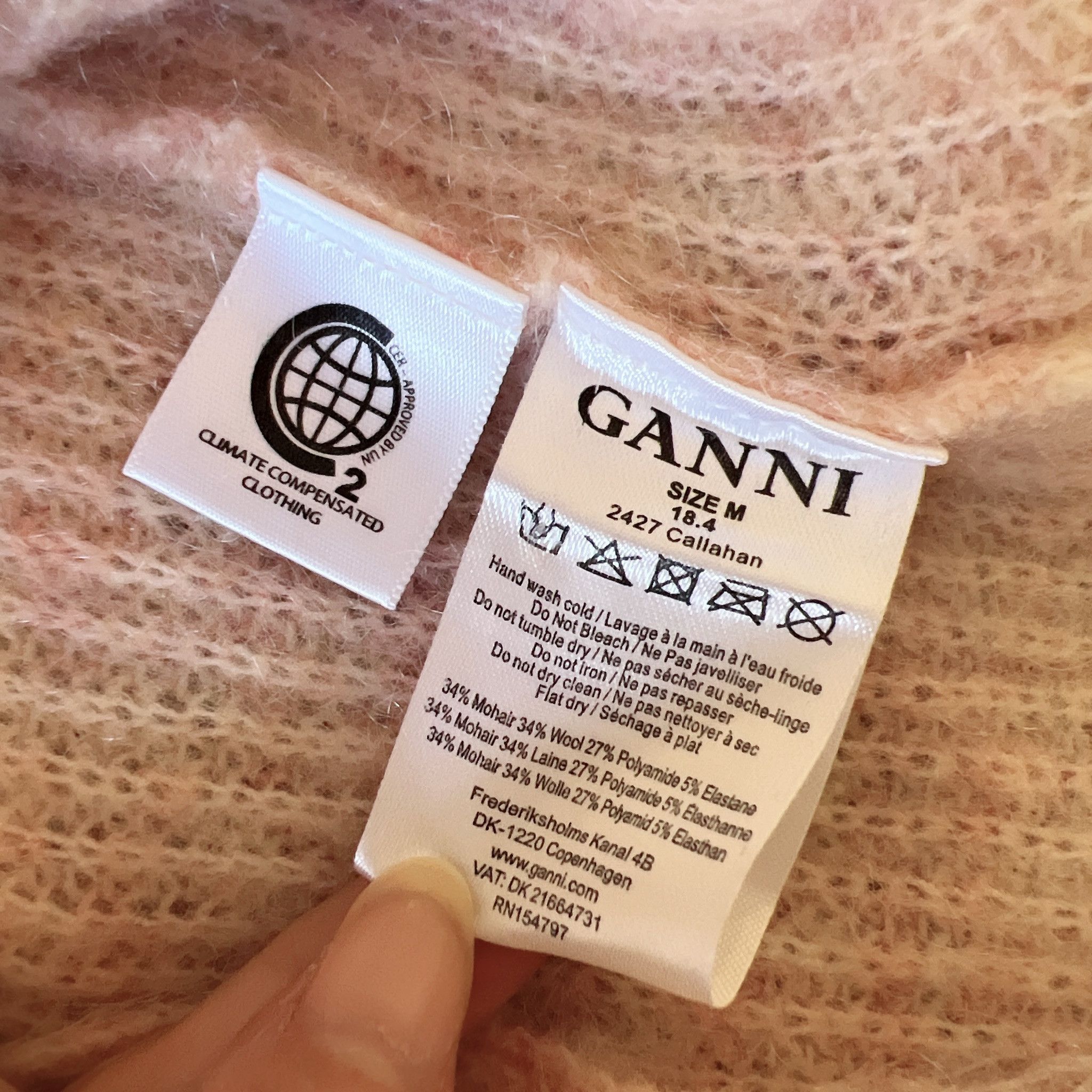 Ganni GANNI Pink Ribbed Wool Blend Knit Hoodie Size M / US 6-8 / IT 42-44 - 5 Thumbnail