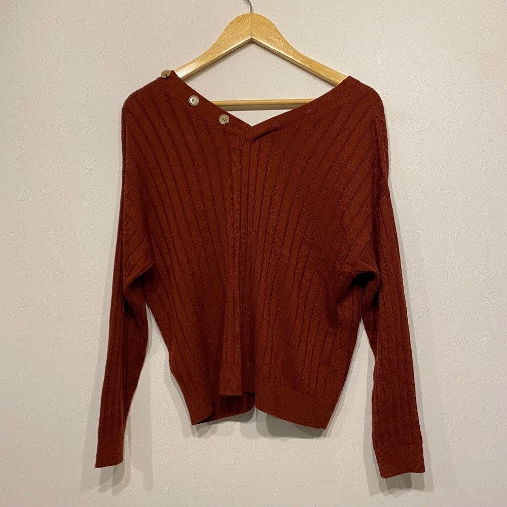 Anthropologie Anthropologie Red Wide Rib Button Back Cardigan Size XS Size XS / US 0-2 / IT 36-38 - 4 Thumbnail