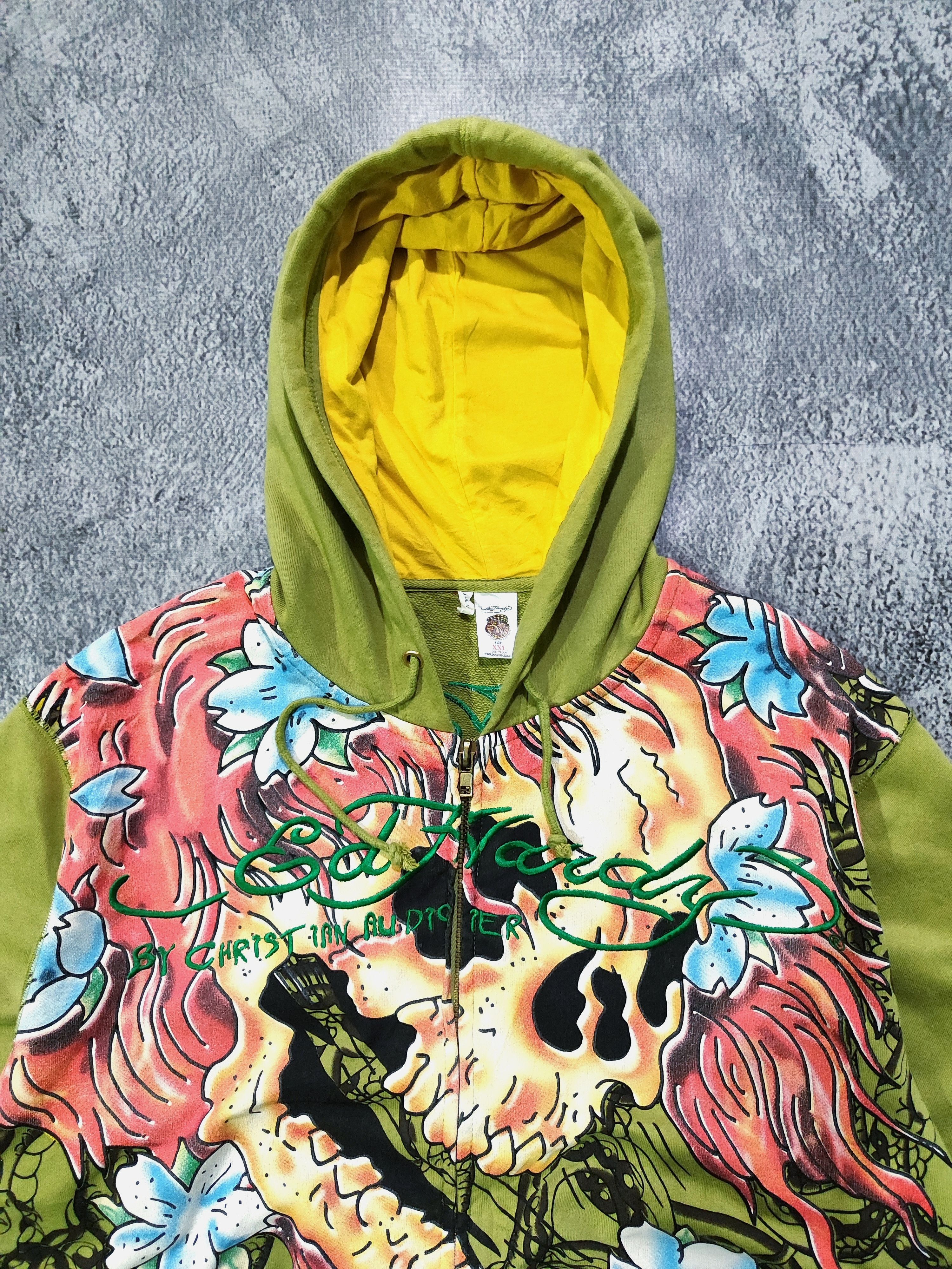 Ed Hardy Y2K Ed Hardy By Christian Audigier Green ZipUp Hoodie Size US XXL / EU 58 / 5 - 4 Thumbnail
