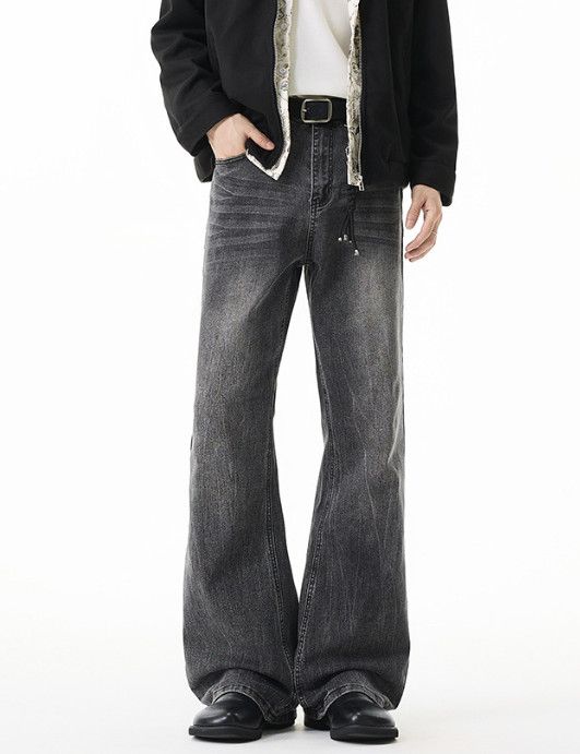 Japanese Brand Men's American Retro Distressed Lightning Black Flared Jeans Size US 32 / EU 48 - 1 Thumbnail