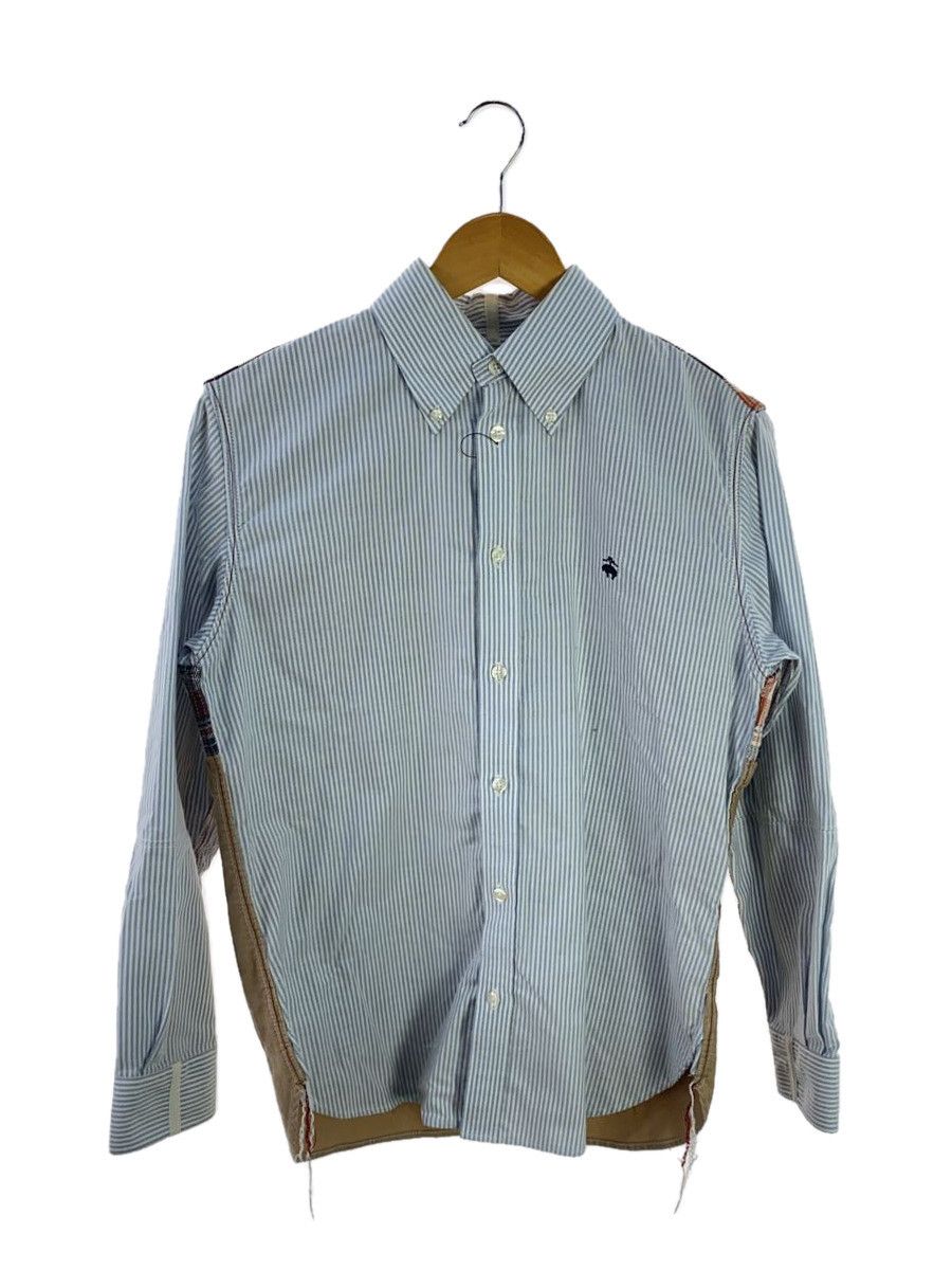 Shirt Fabric Mix Stripe Long Sleeve Blue