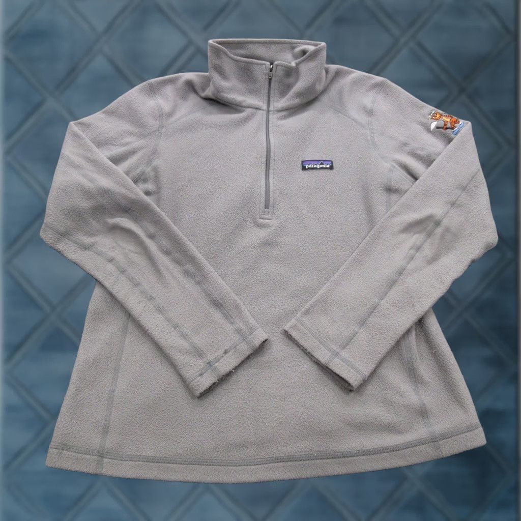Patagonia Patagonia Pullover Womens Medium Gray Quarter Zip Fleece Embroidered Tiger Logo Sweater S/Sactive? Size M / US 6-8 / IT 42-44 - 1 Thumbnail