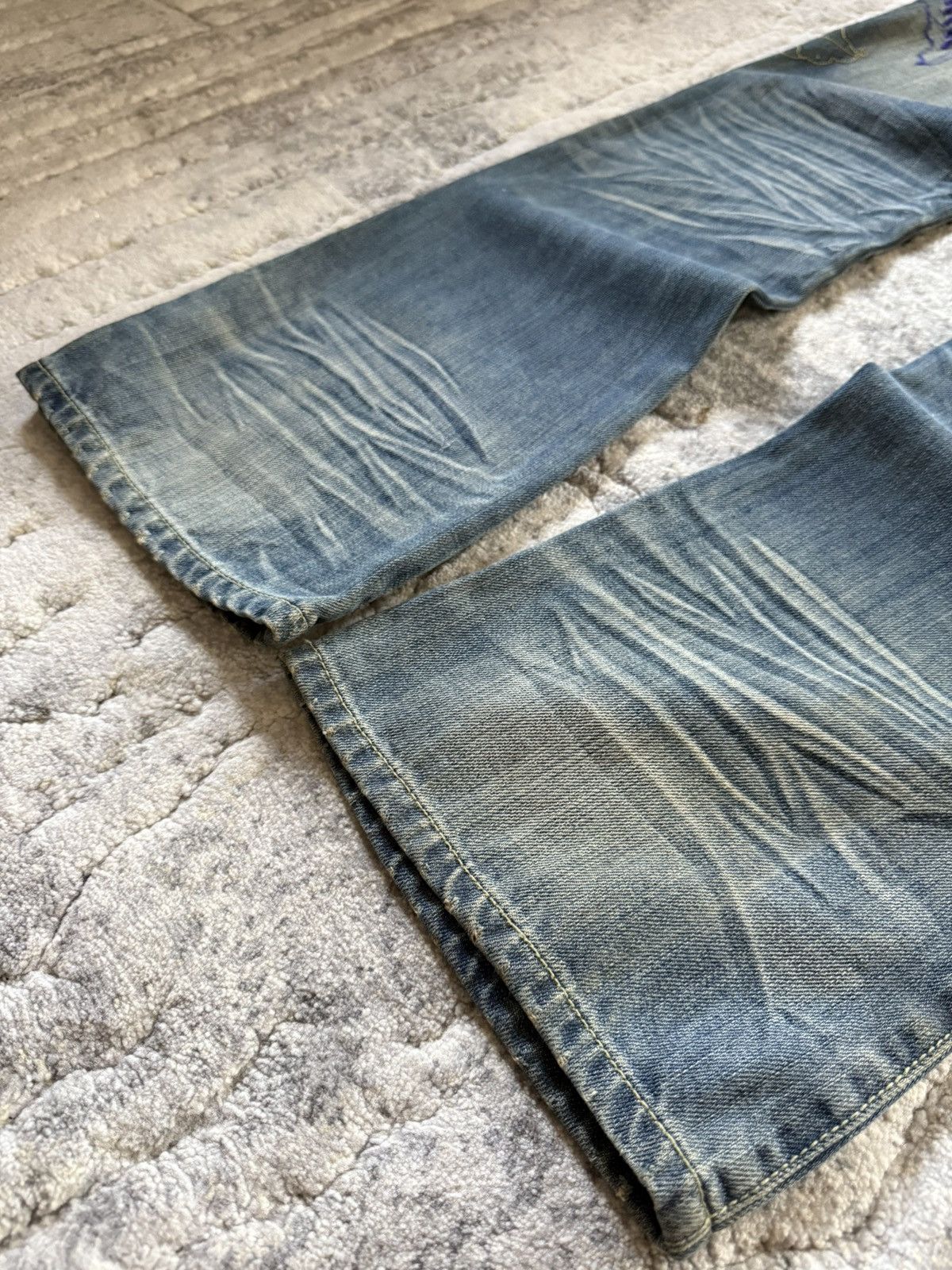 If Six Was Nine Studded Gemstone Claw Mark Muddy Wash Japanese Flared Jeans Size US 29 - 21 Thumbnail