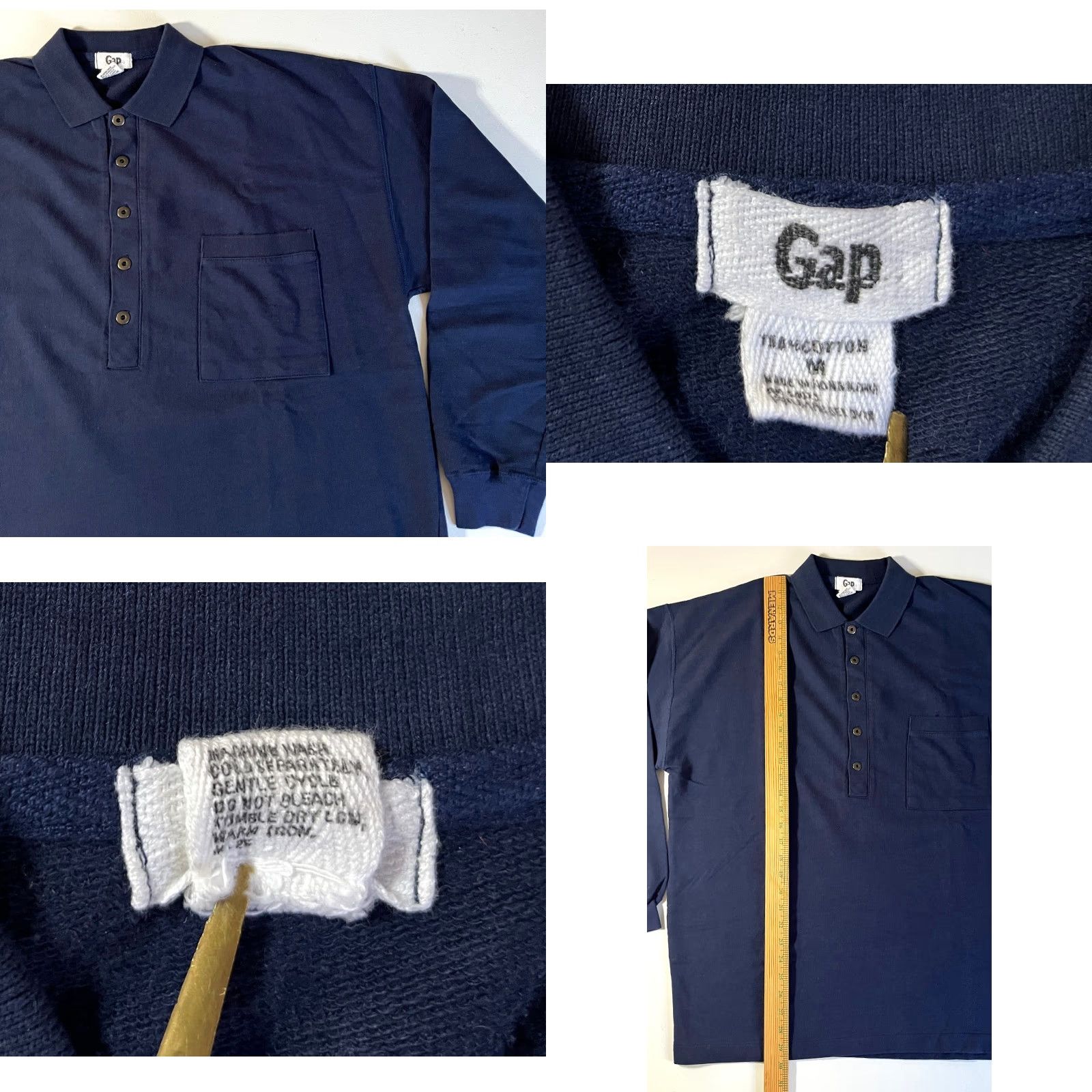 Gap VINTAGE Gap Polo Shirt Long Sleeve Men’s Navy Sz M Relaxed Fit Shirt Size US M / EU 48-50 / 2 - 8 Thumbnail