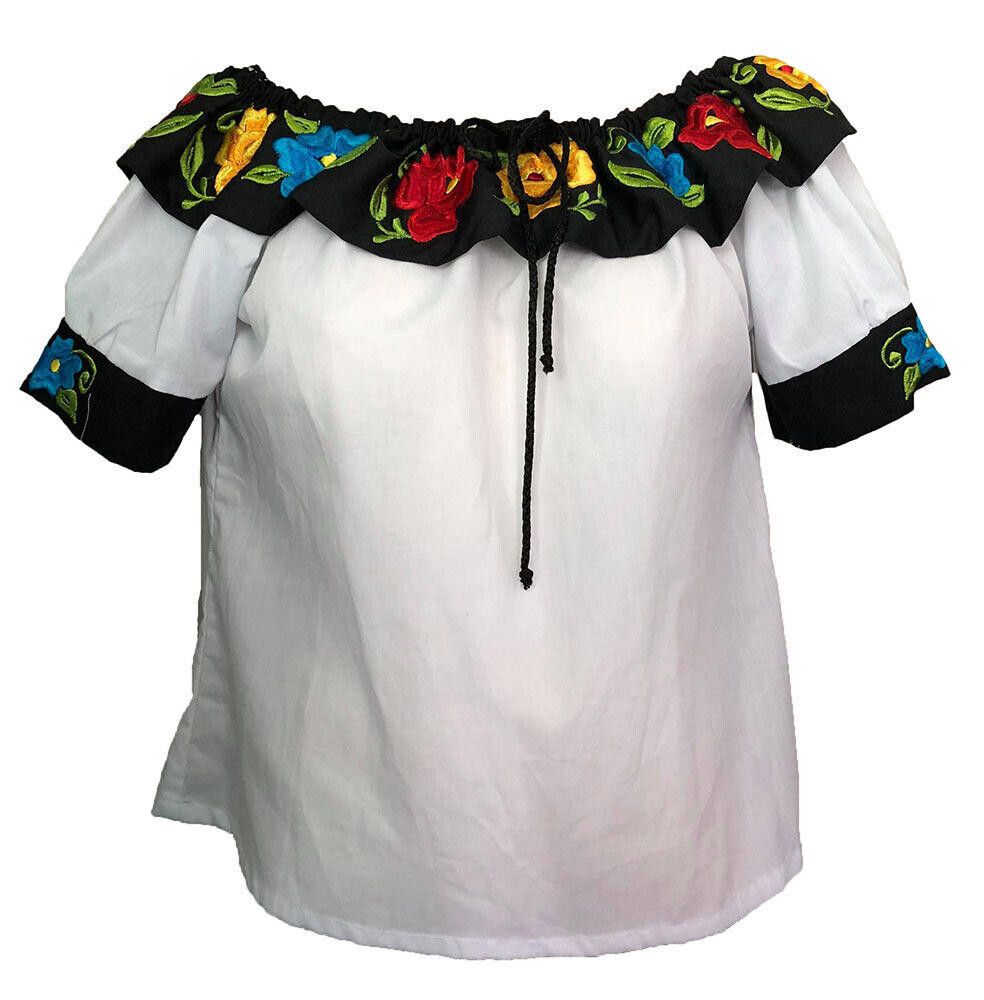 Designer Used White Hand Made Embroidered Flower Blouse M Size M / US 6-8 / IT 42-44 - 1 Thumbnail