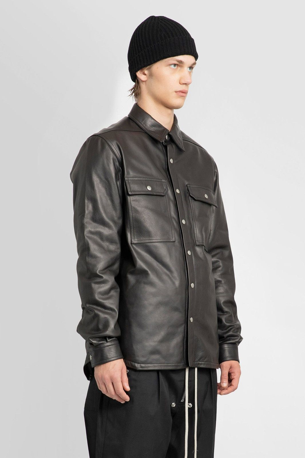 Rick Owens leather outershirt jacket 52 | Grailed