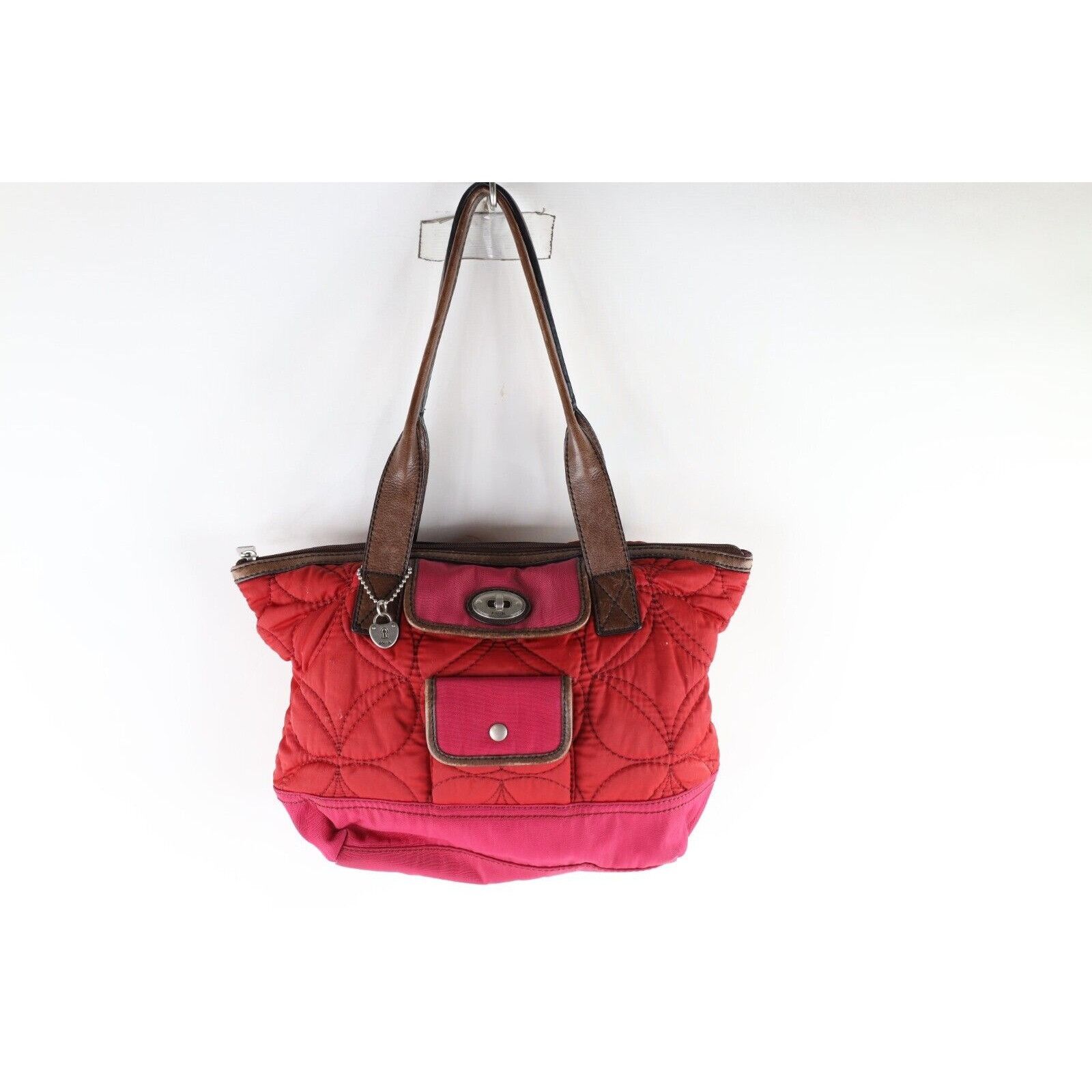 Fossil × Vintage Vintage 90s Y2K Fossil Key Per Leather Handled Quilted Bag Size ONE SIZE - 1 Thumbnail