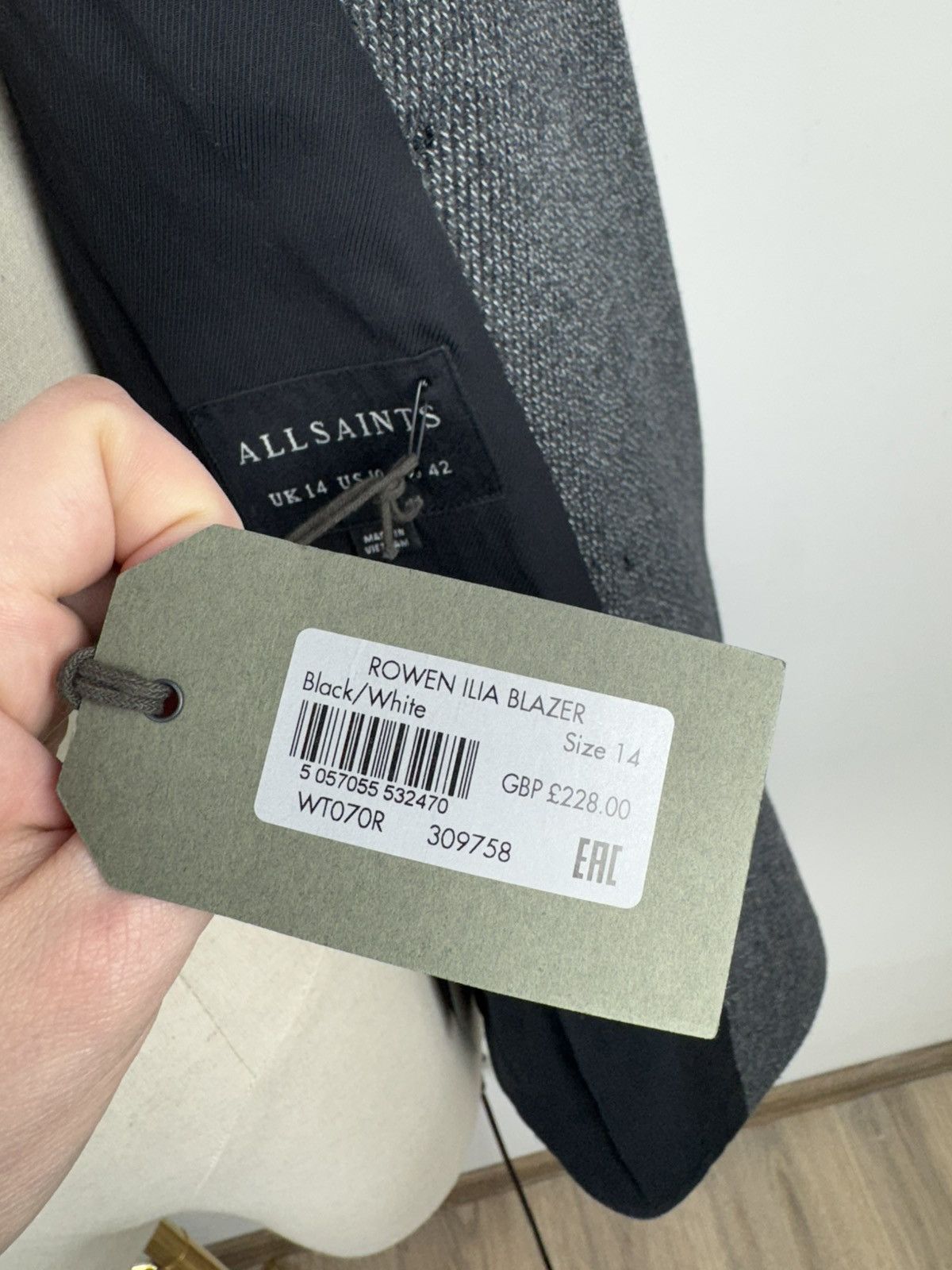 Allsaints Women’s Allsaints Rowen Ilia Blazer Double-Breasted Coat Size L / US 10 / IT 46 - 7 Thumbnail
