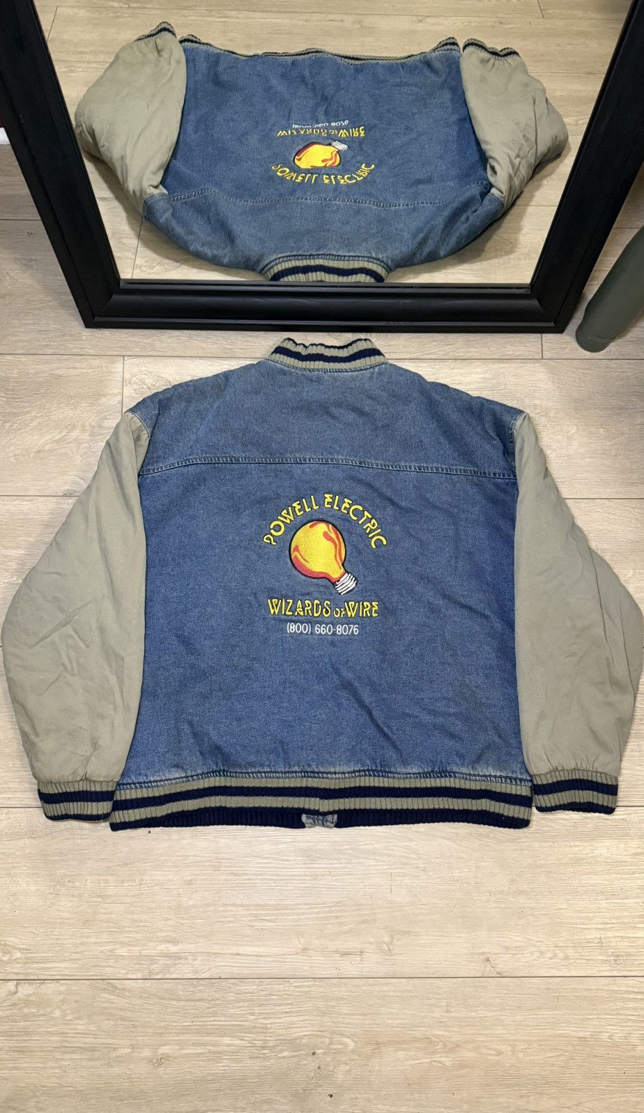 Disney Vintage/ Y2K 1990s Powell Electric Logo Denim Jacket Varsity Size US XL / EU 56 / 4 - 1 Thumbnail