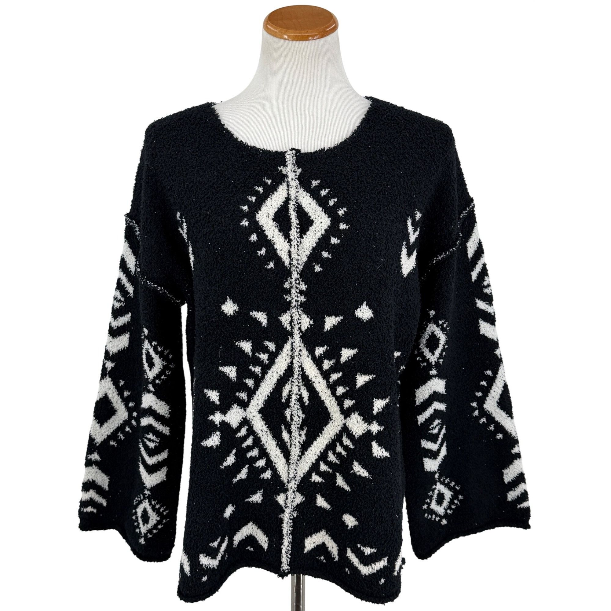 Other NWT Black White Slouchy Aztec Sweater | Boho Coastal Cowgirl Size S / US 4 / IT 40 - 2 Thumbnail