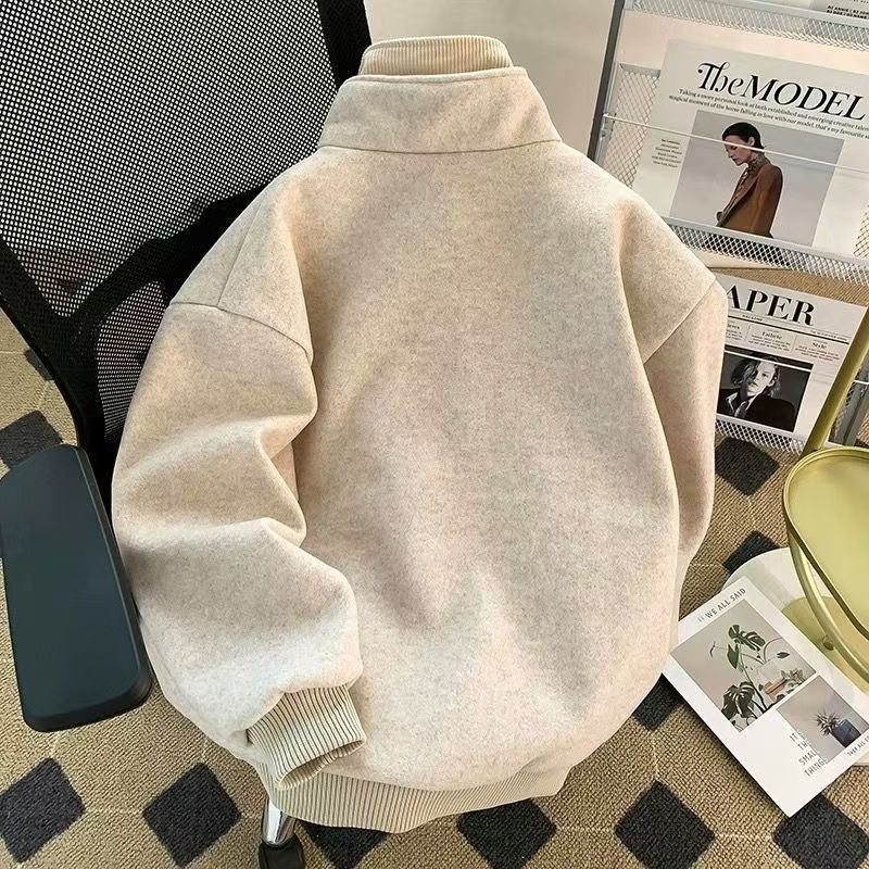 Vintage Oatmeal Wool-Blend Fake Two-Piece Bomber Jacket Size US M / EU 48-50 / 2 - 3 Thumbnail