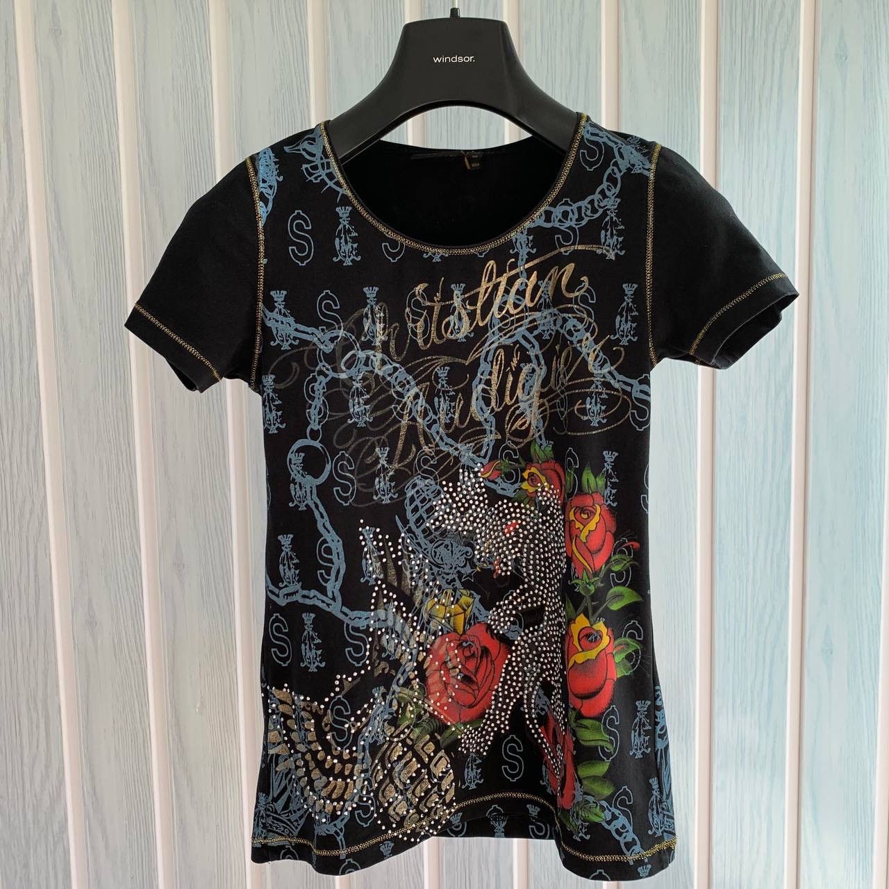 Christian Audigier Christian Audigier Rhinestone Multicolor Tall USA T-Shirt Size S / US 4 / IT 40 - 1 Thumbnail