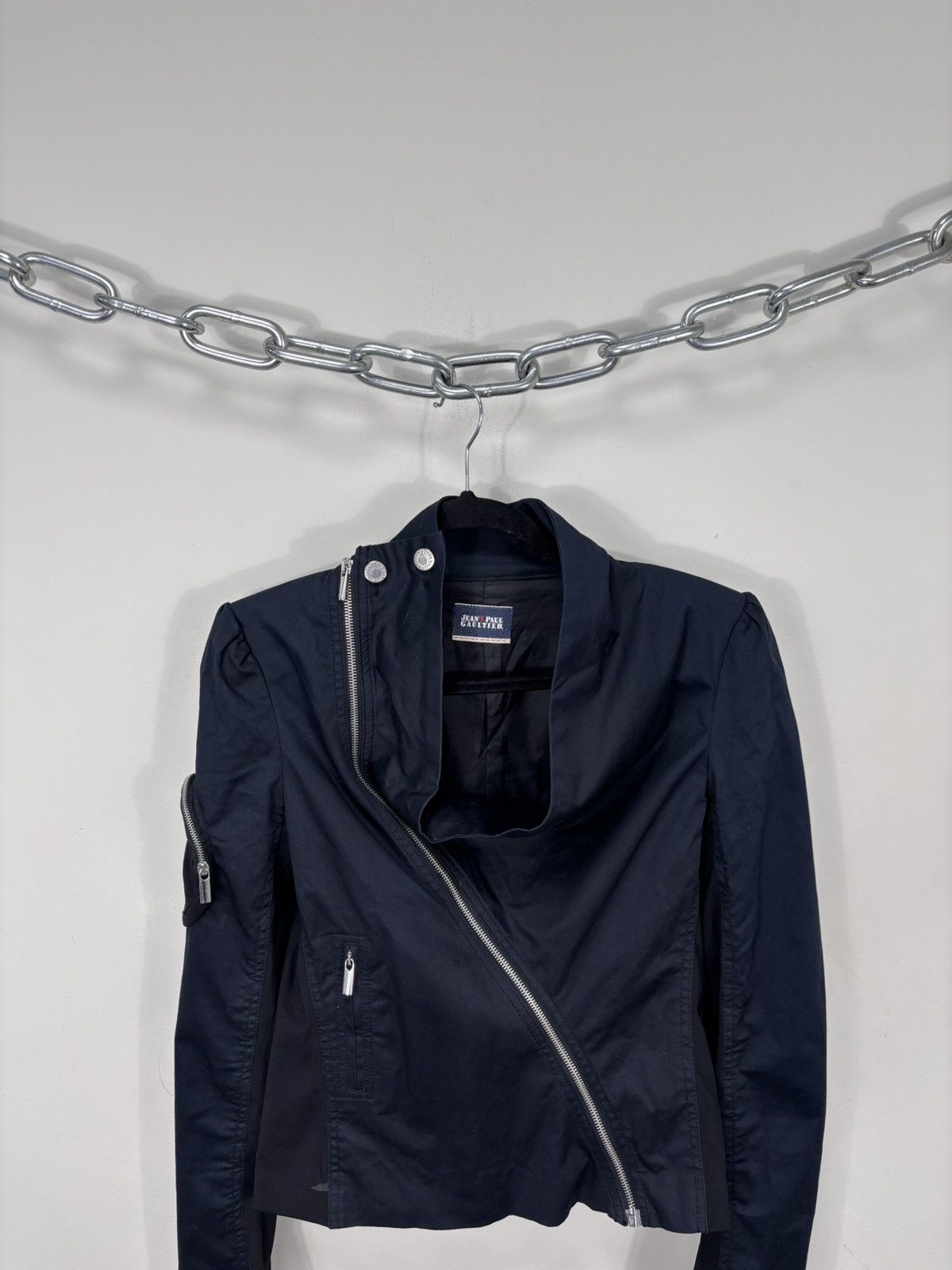Jean Paul Gaultier Jean Paul Gaultier Women’s Navy/Black Asymmetrical Jacket Size L / US 10 / IT 46 - 2 Thumbnail