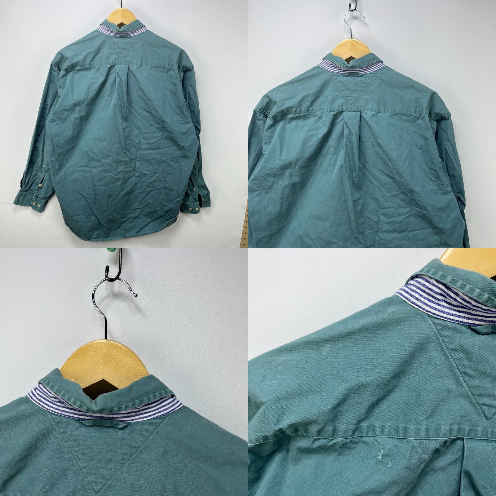 Tommy Hilfiger VINTAGE Tommy Hilfiger Crest Button-Up Long Sleeve Shirt M Green Mens 90s Size US M / EU 48-50 / 2 - 8 Thumbnail