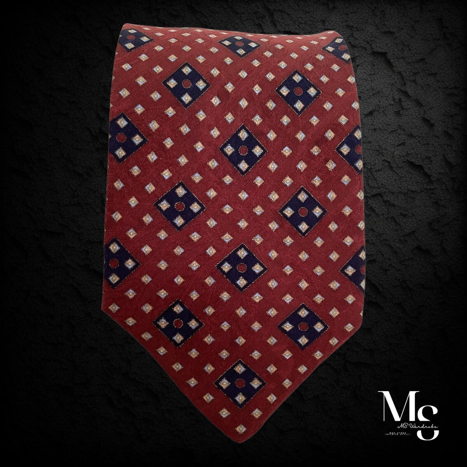 Stefano Ricci STEFANO RICCI XL Burgundy Geometric With 3D Paisley Silk Tie Size ONE SIZE - 7 Thumbnail