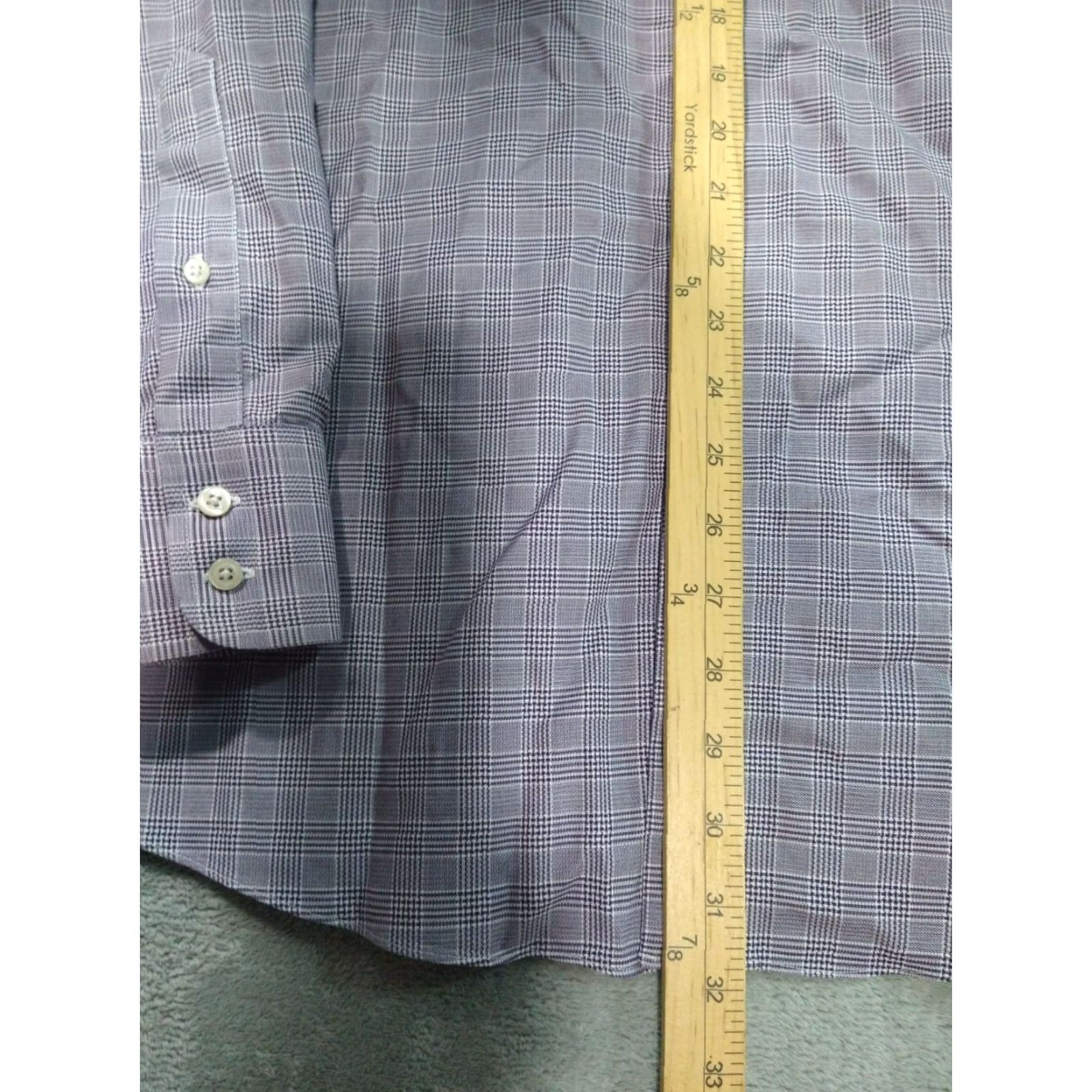 Brooks Brothers VINTAGE Brooks Brothers Dress Shirt Mens 17.5 34 Gray Plaid Supima Cotton Regent Stretch Shirt Adult 17.5 Gray Mens Size 46R - 4 Thumbnail