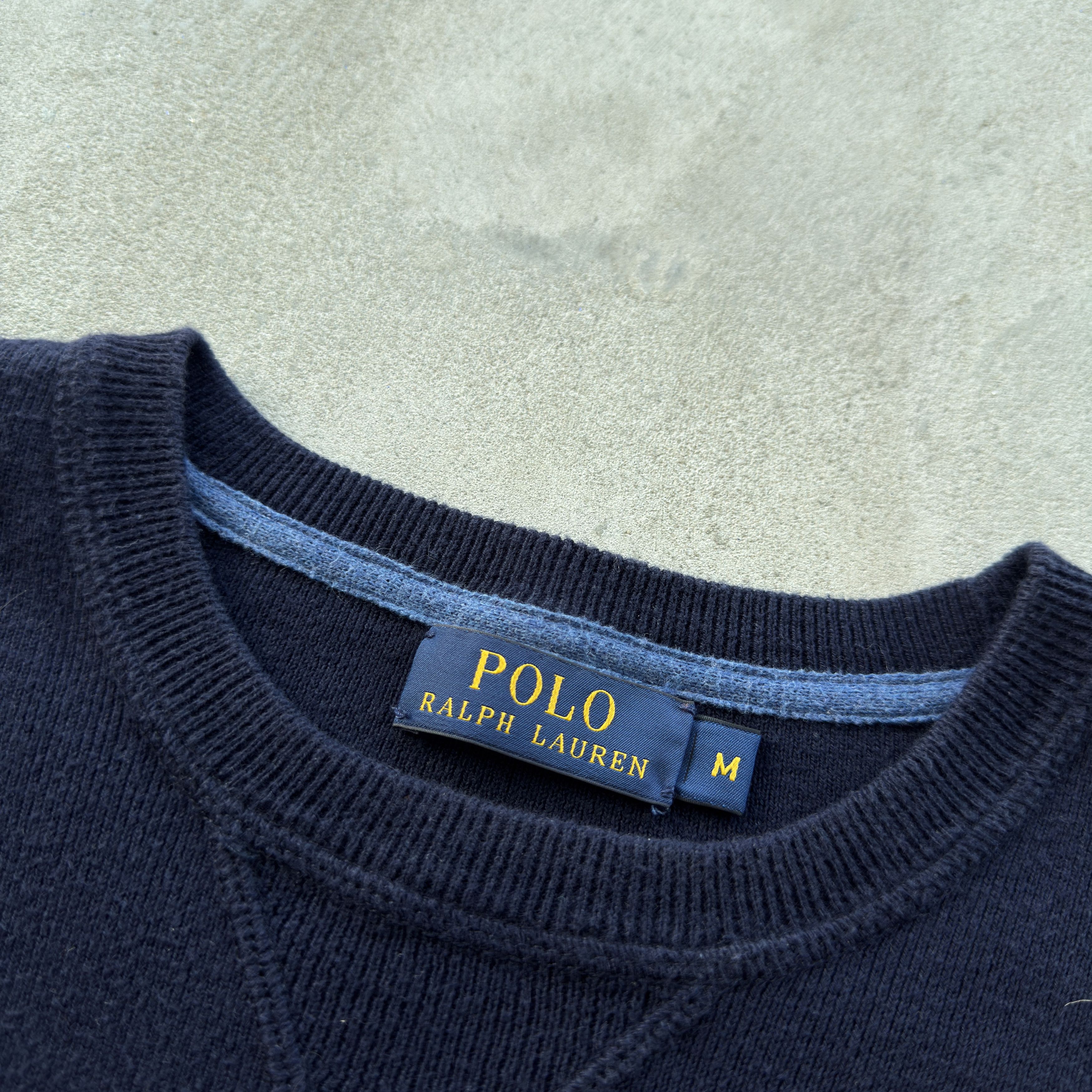 Polo Ralph Lauren Polo Ralph Lauren Navy Crewneck Sweater Orange Pony M Size US M / EU 48-50 / 2 - 6 Thumbnail