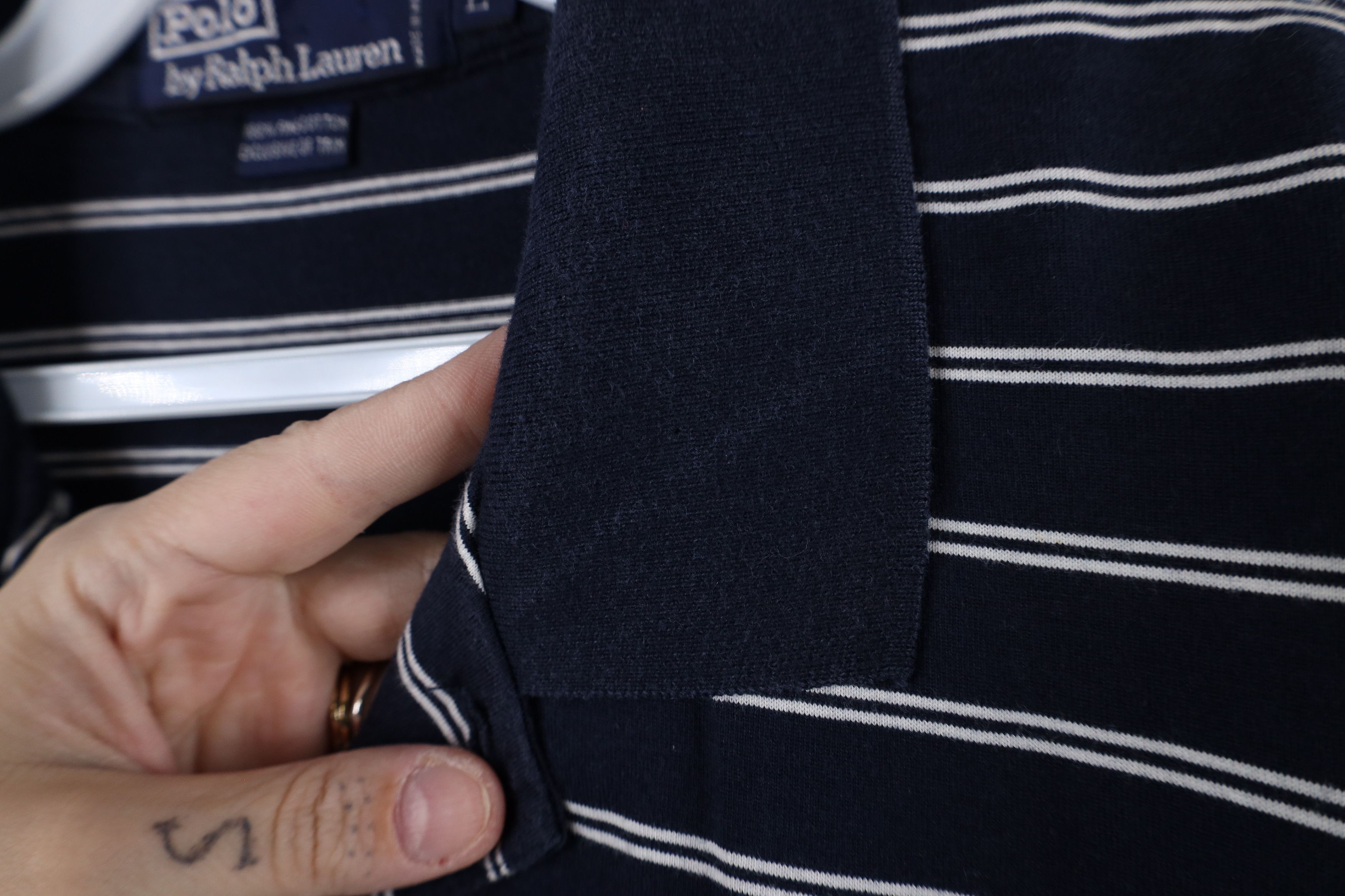 Ralph Lauren × Vintage Vintage 90s Ralph Lauren Striped Spell Out Crest Polo Shirt Size US L / EU 52-54 / 3 - 8 Thumbnail