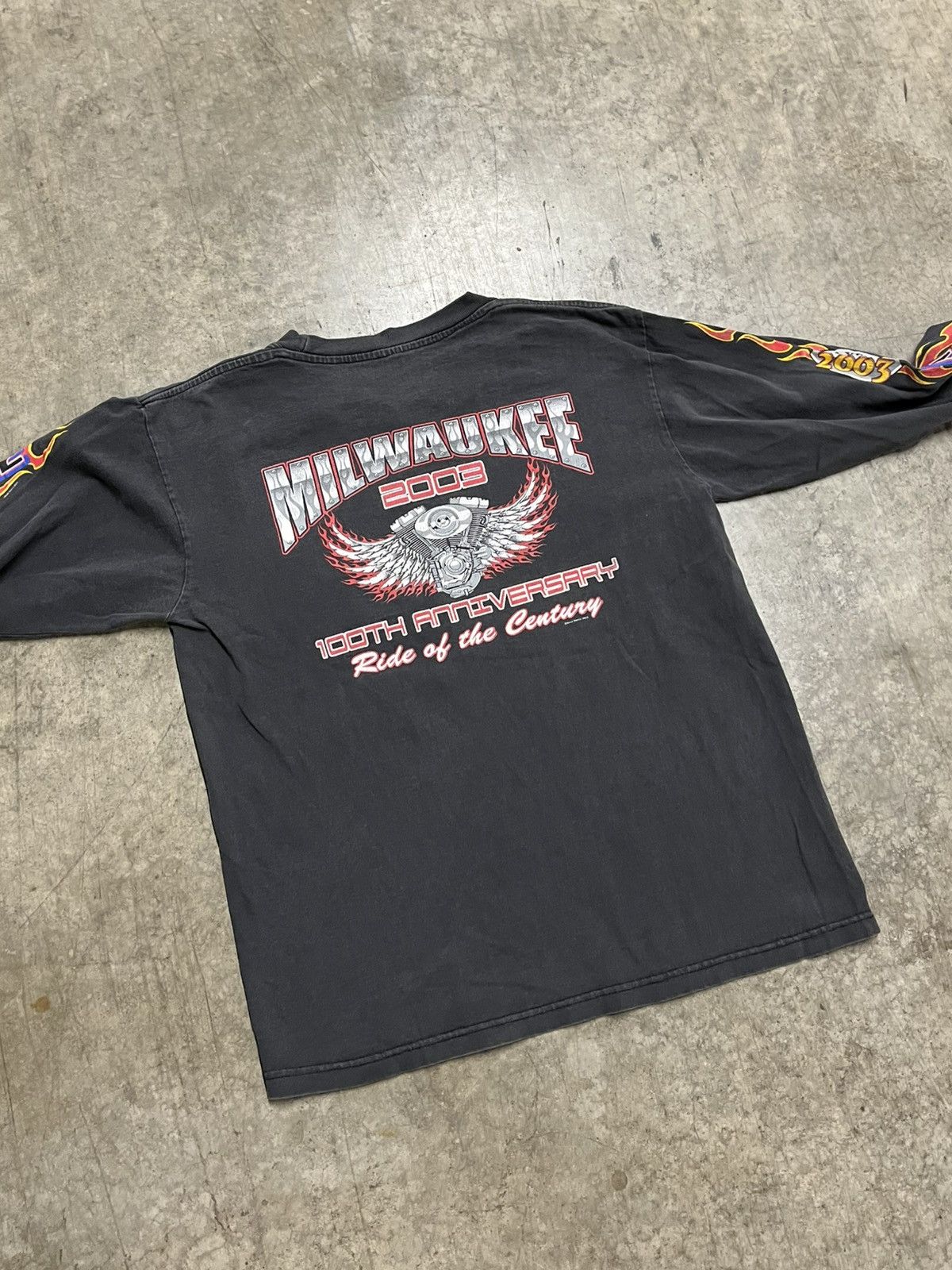 Harley Davidson × Vintage Y2k flame harley style biker longsleeve tee skater grunge Size US XL / EU 56 / 4 - 7 Thumbnail
