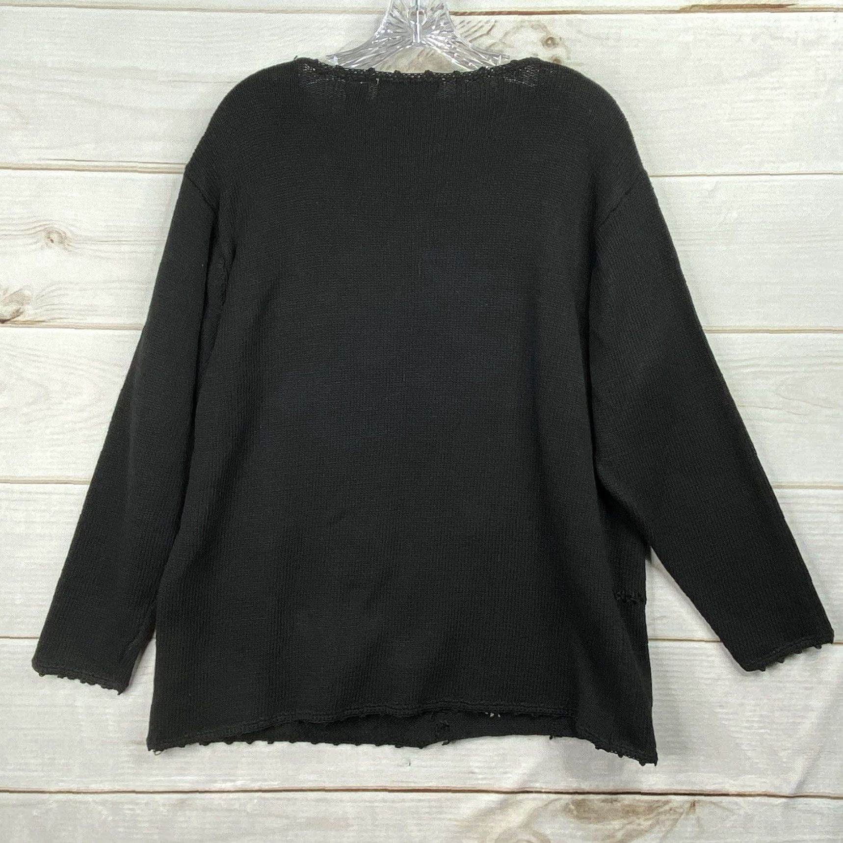 Vintage VINTAGE Carolyn Taylor Sweater XL Black Floral Embroidered Cable-Knit Pullover 90s Womens Kathy? Size XL / US 12-14 / IT 48-50 - 7 Thumbnail