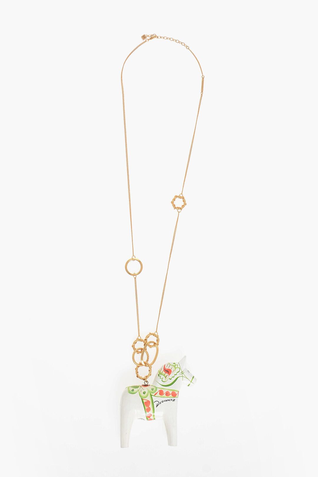 Dsquared2 Gold-Effect Maxi Chain Necklace with Horse Pendant Size ONE SIZE - 1 Thumbnail