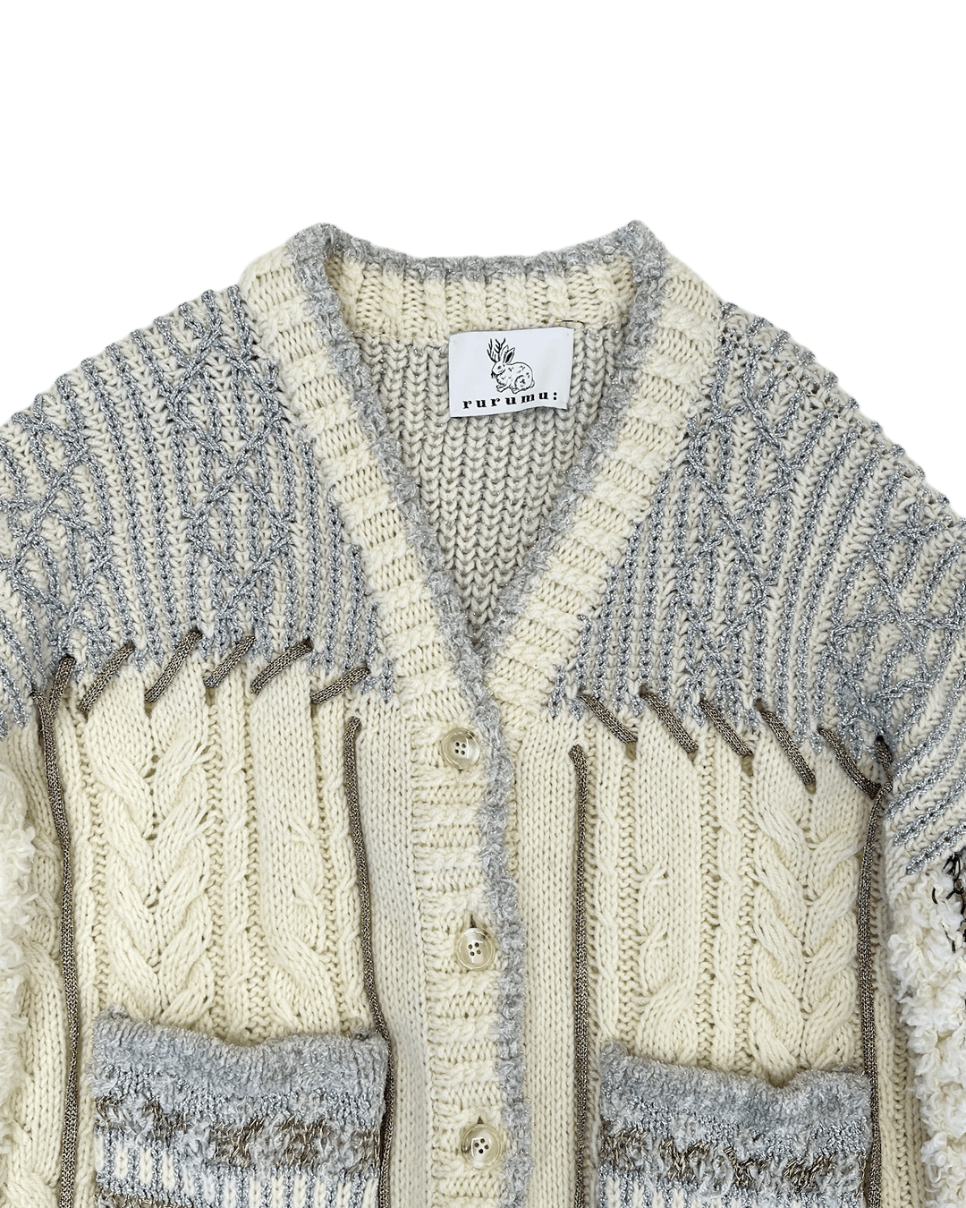 Japanese Brand Rurumu: AW21 String Detail Glitter Thread Cardigan Size ONE SIZE - 7 Thumbnail