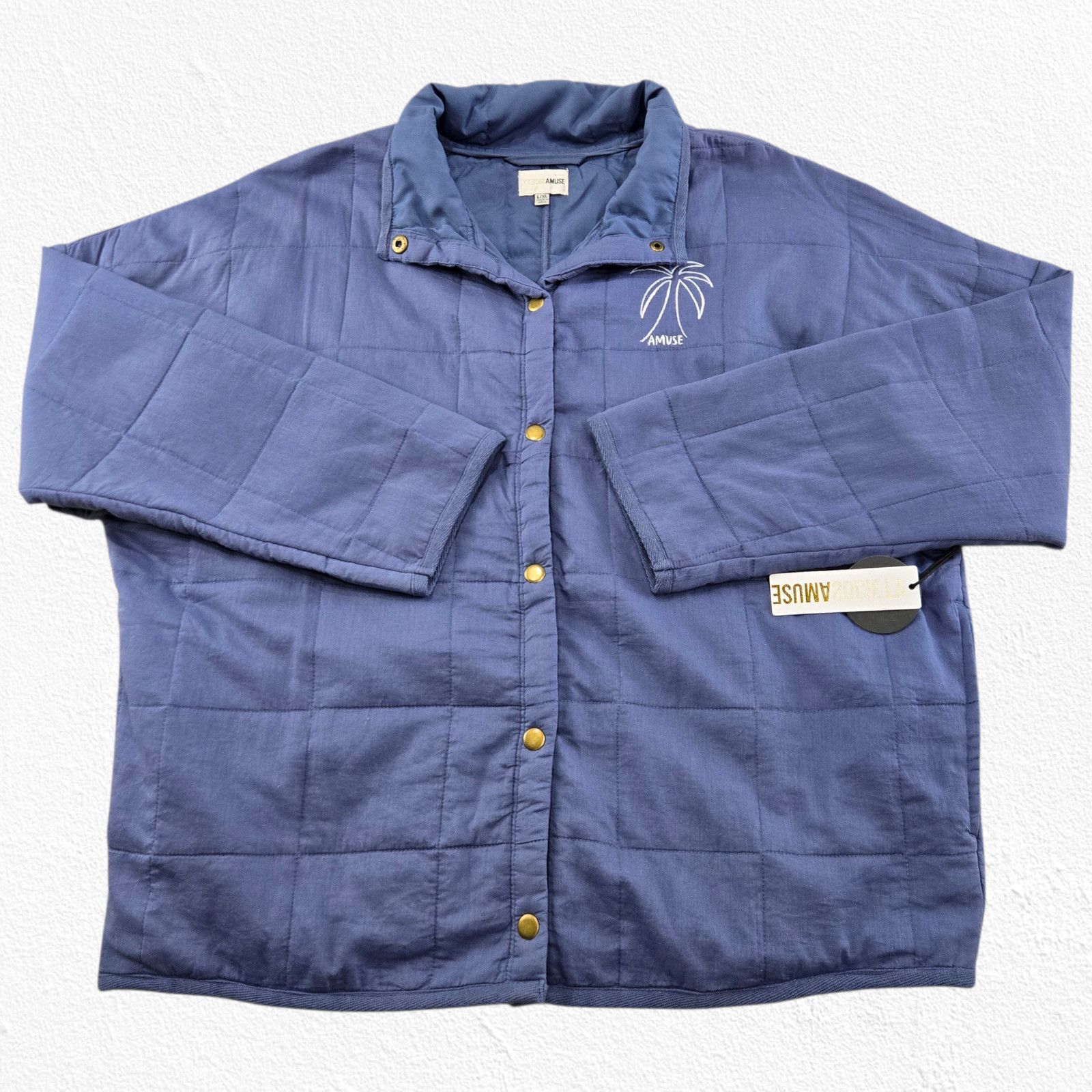 Other Amuse Society Blue Quilted Cotton Jacket Oversized Large/XL Size XL / US 12-14 / IT 48-50 - 2 Thumbnail