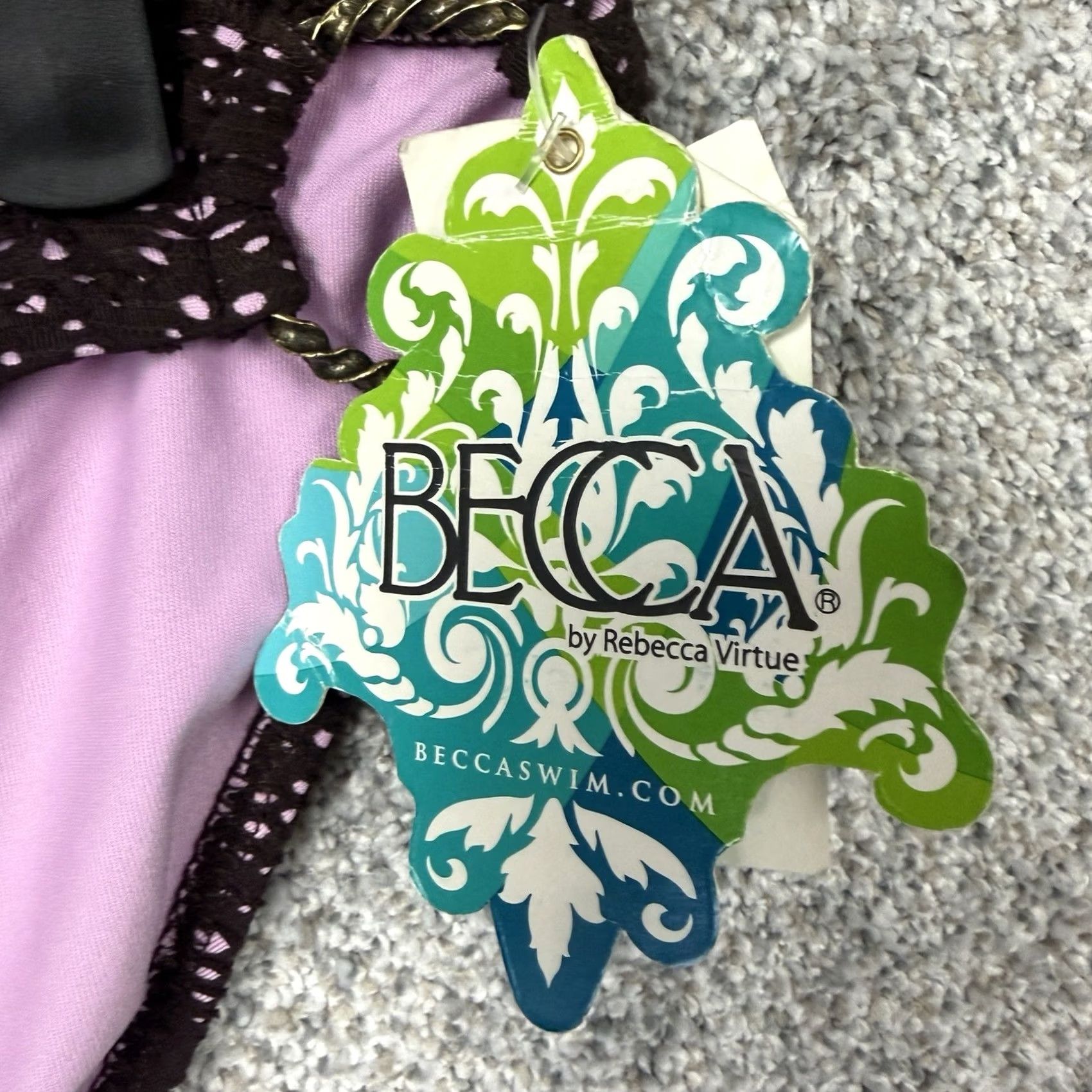 Vintage BECCA by Rebecca Virtue Bikini Bottom XS Brown Crochet O-Ring Swim Boho Chic Indie Sleaze Women Bottom Size 26" / US 2 / IT 38 - 2 Thumbnail