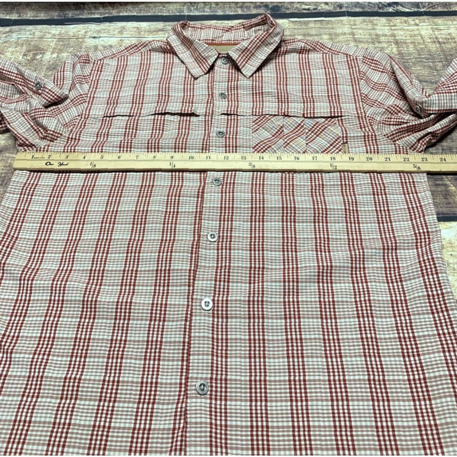 Merrell MERRILL Shirt Men’s LARGE Long Sleeve Button Front OPTI-WICK RUST TAN PLAID EUC Size US L / EU 52-54 / 3 - 5 Thumbnail