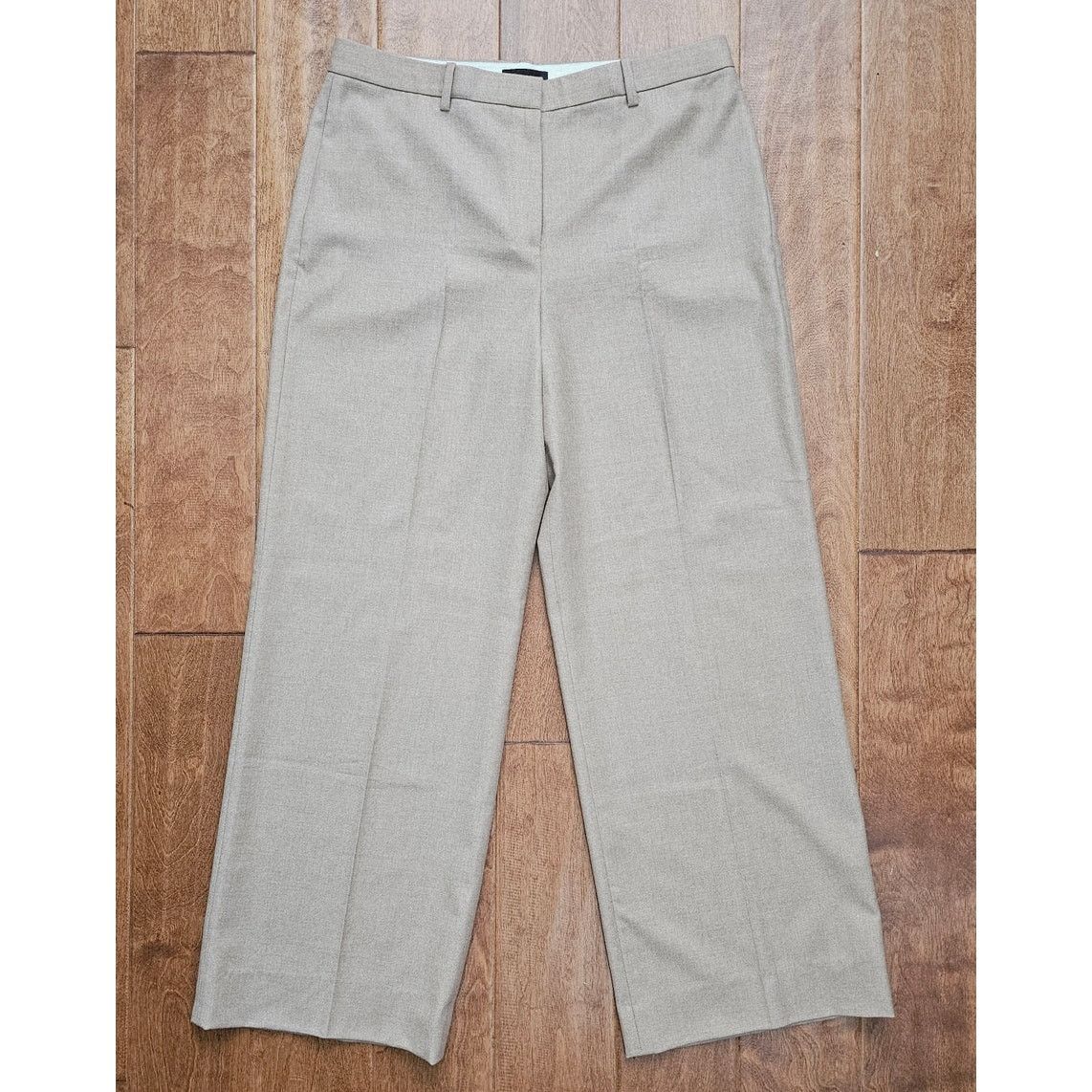 Theory Theory Tan Wool Sleek Flannel Wide Leg Trousers Pants 10 Size 32" / US 10 / IT 46 - 1 Thumbnail