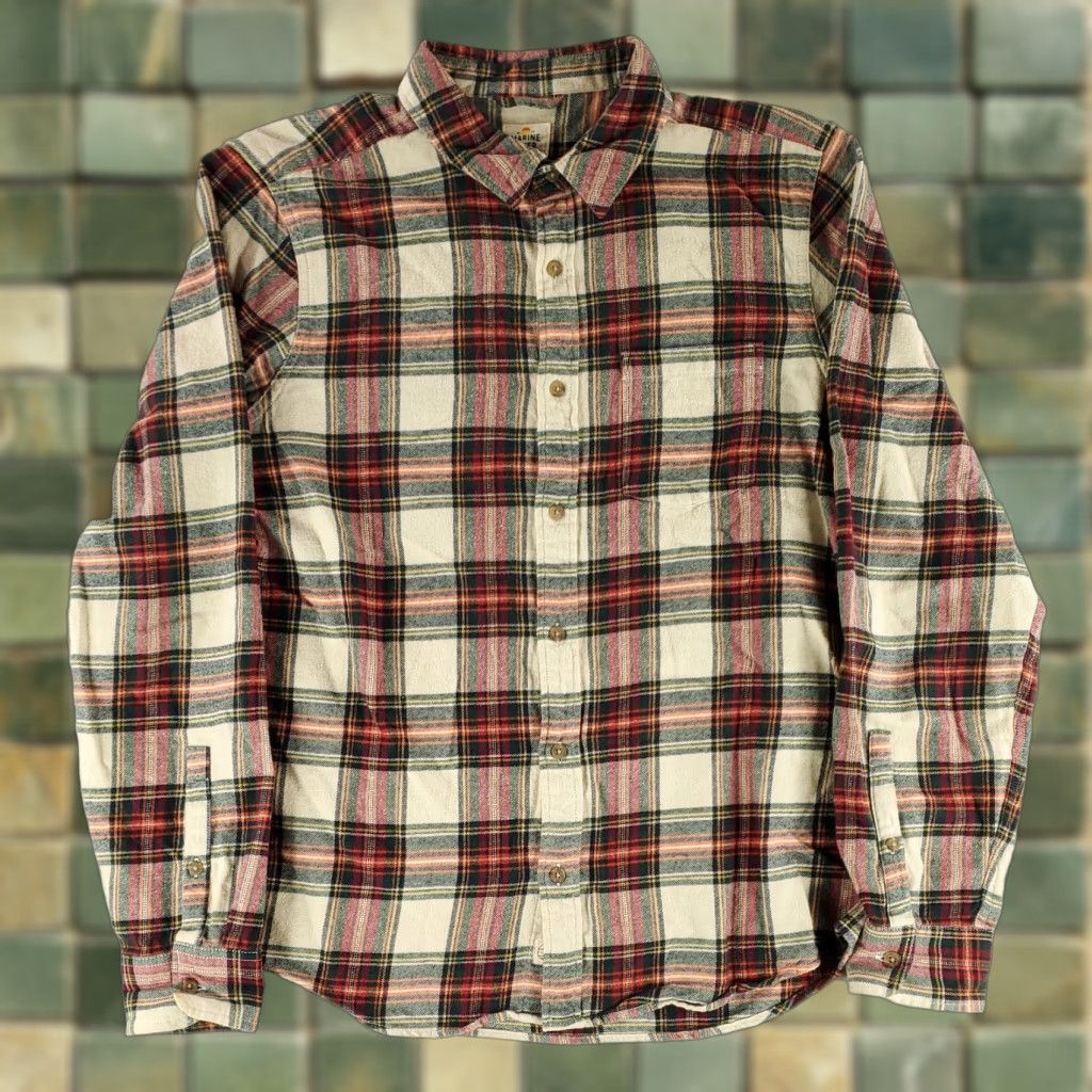 Marine Layer Marine Layer Button-Up Shirt Flannel Plaid Cream Green Red Long Sleeve Mens M Multicolor Button-Up Shirt Mens M Size US M / EU 48-50 / 2 - 1 Thumbnail