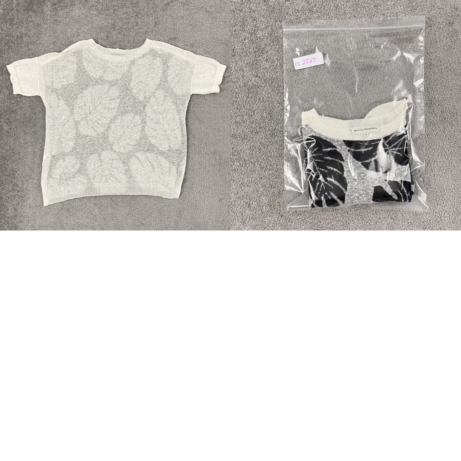 White + Warren White + Warren Shirt Womens Small White Black Fern Floral Linen Pullover Sweater Size S / US 4 / IT 40 - 8 Thumbnail