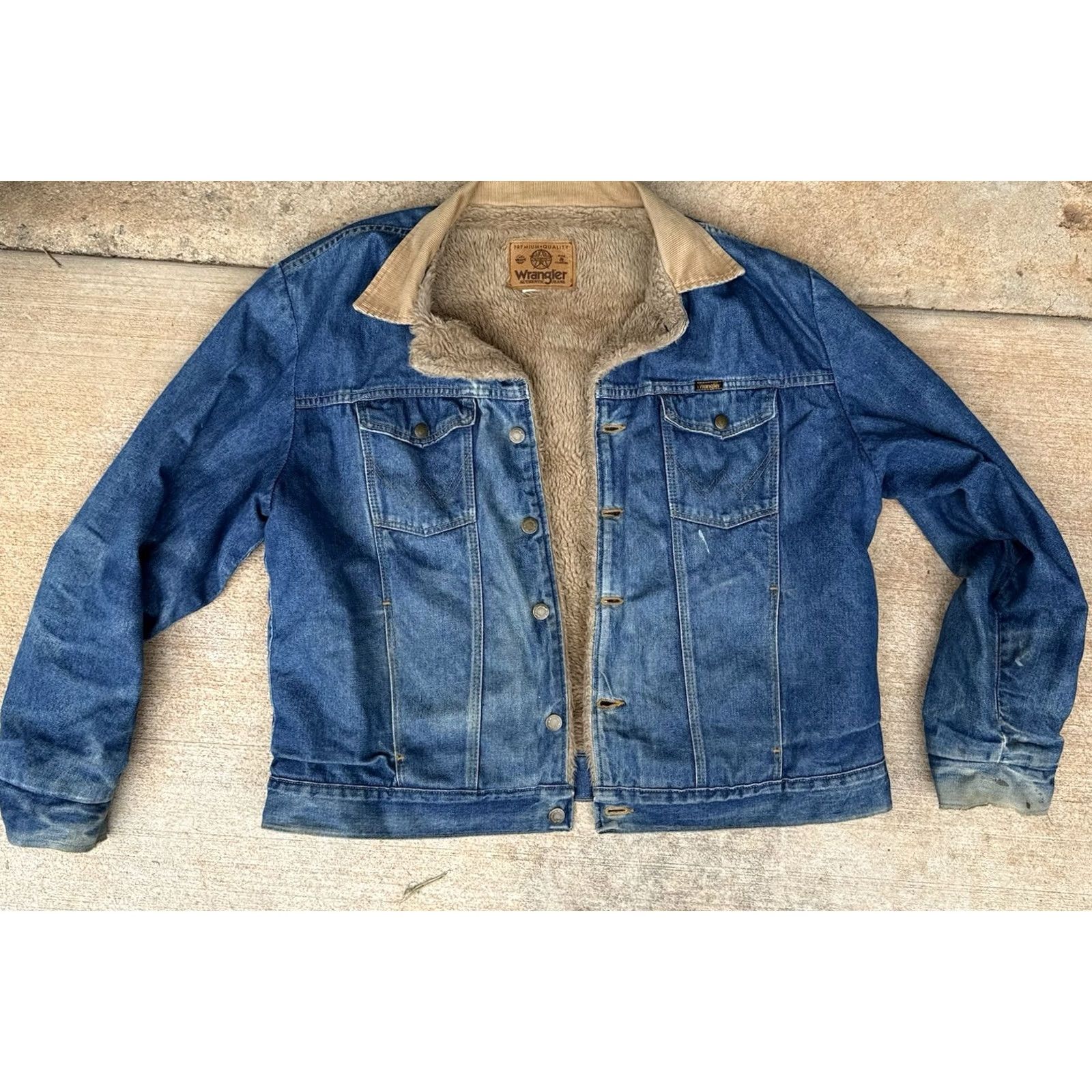 Wrangler VINTAGE Wrangler Denim Jacket XL Chore Outdoor 1980s USA MADE Blue Sherpa Trucker Mens Mens Size US XL / EU 56 / 4 - 2 Thumbnail