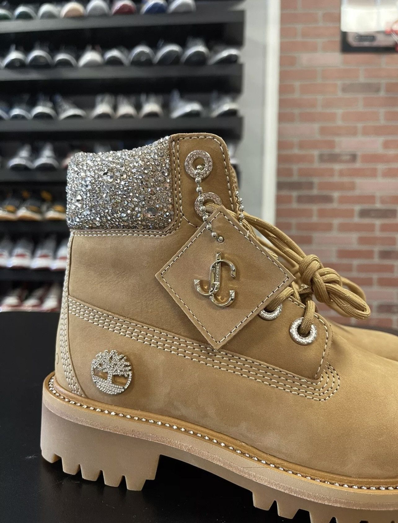 Jimmy Choo Size 5 - Jimmy Choo X Timberland Suede Crystal Encrusted Size US 5 / IT 35 - 2 Thumbnail