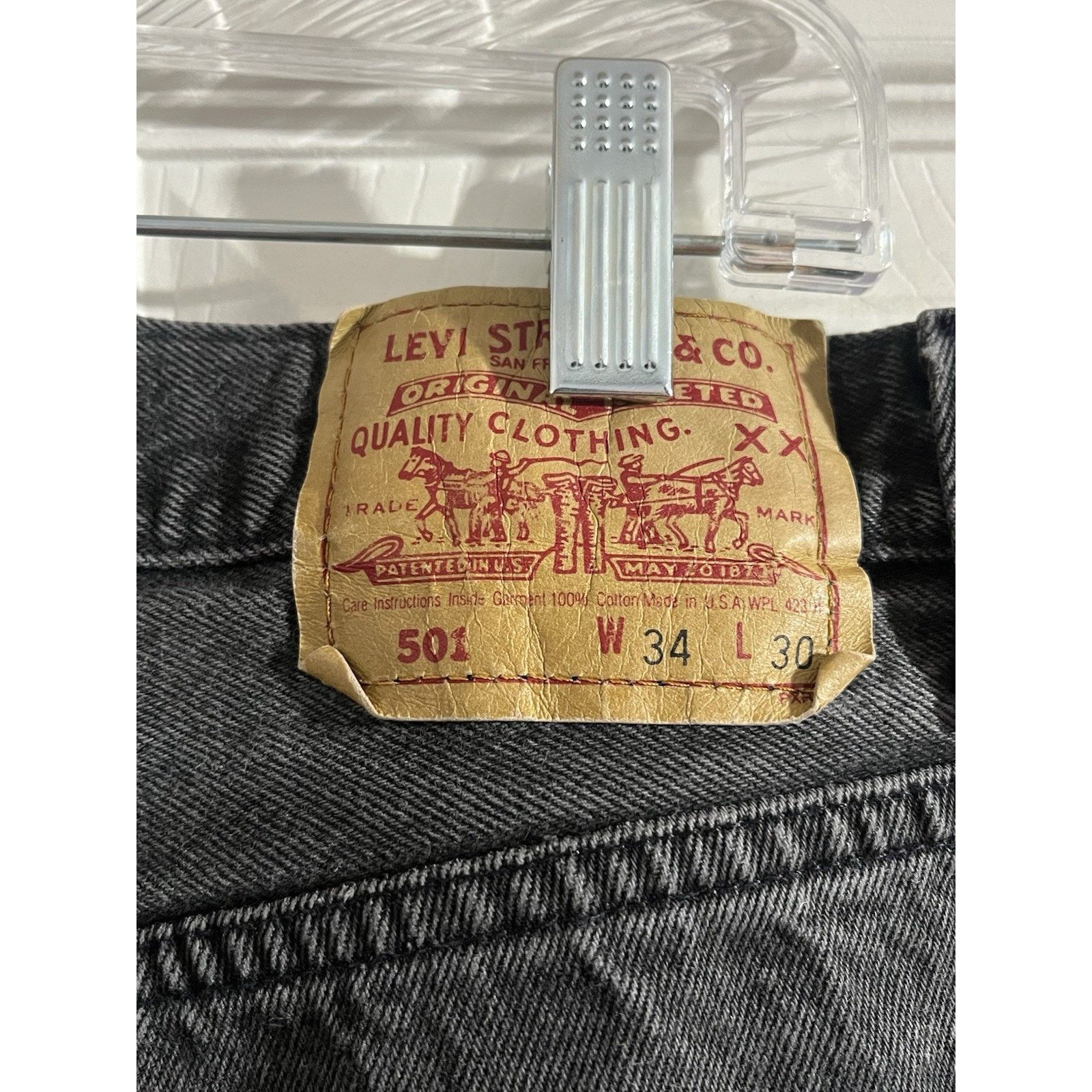Levi's Vtg Levi’s 501-0660 90s Button Fly Black Denim USA 34W READ Size US 34 / EU 50 - 5 Thumbnail